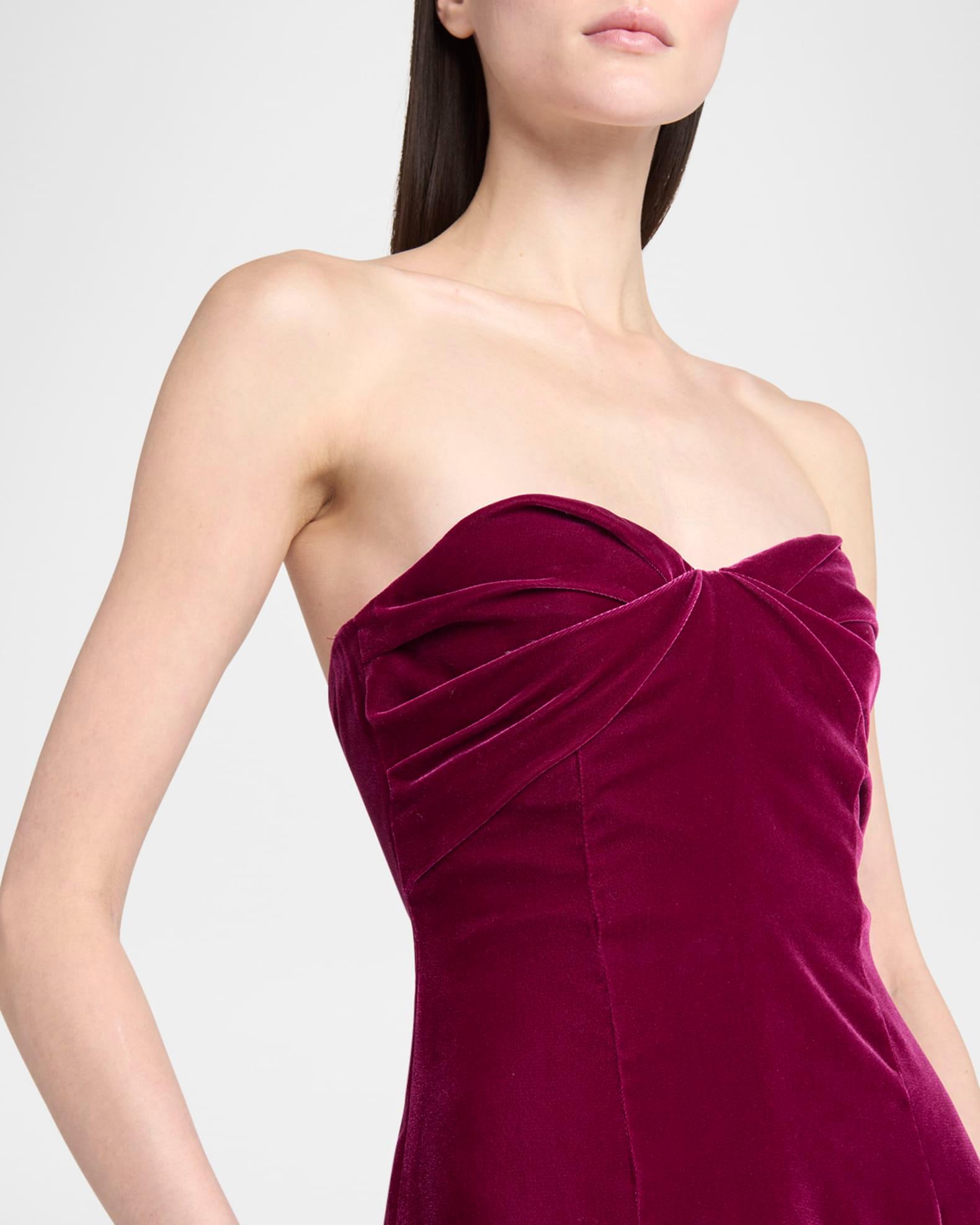 Strapless Lightweight Velvet Evening Gown Product Image