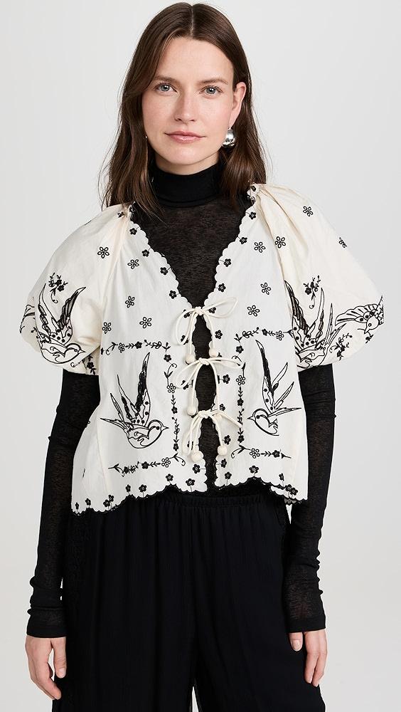 Sea Kingsley Embroidery Tie Front Top | Shopbop Product Image
