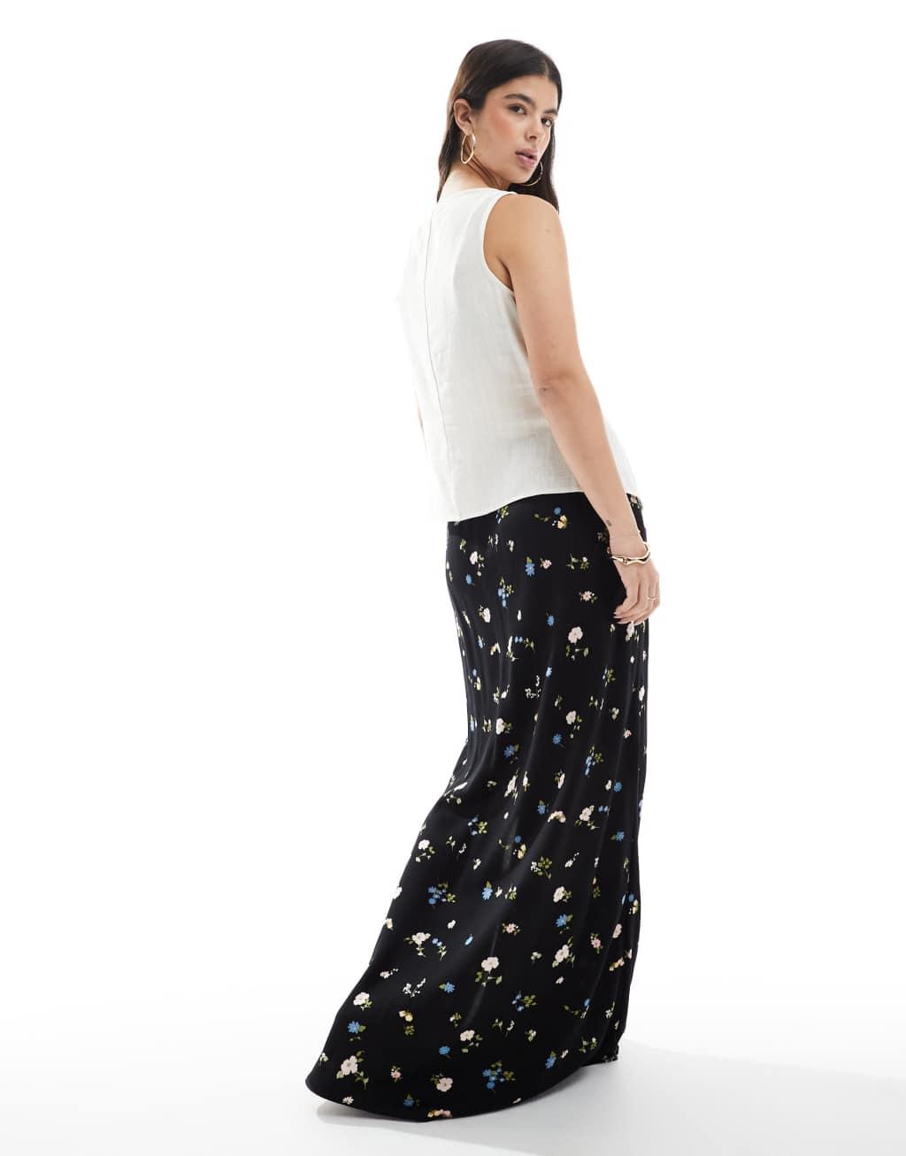 ASOS DESIGN high slit maxi skirt in floral print Product Image
