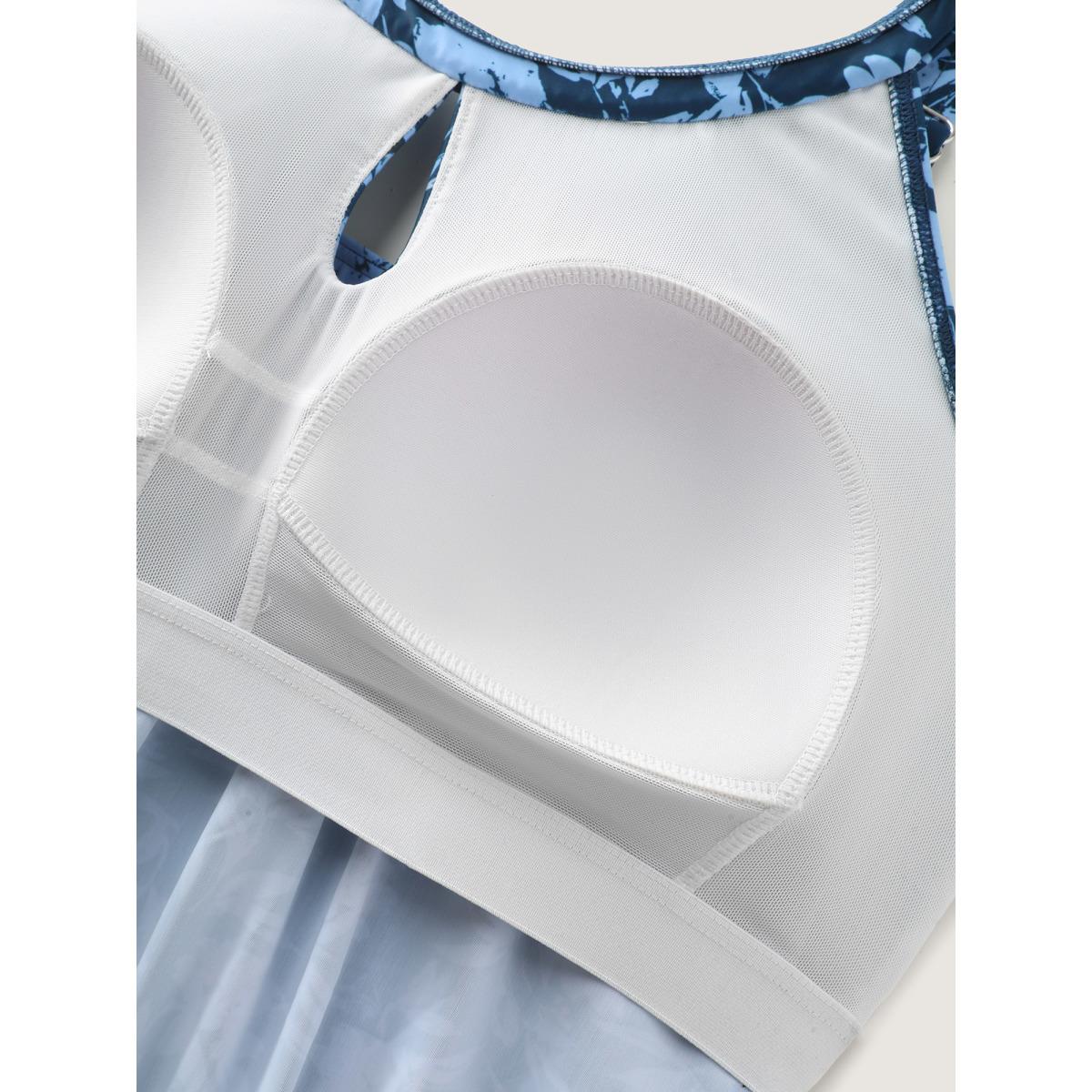 Plus Size Floral Print Keyhole Pockets Swim Romper Women's Swimwear Deeppurple Resort Pocket Curve Bathing Suits High stretch One Pieces BloomChic 10/M Product Image