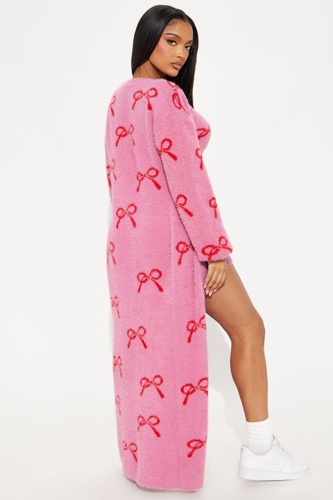 Cozy Bow 3 Piece Short Set - Pink Product Image