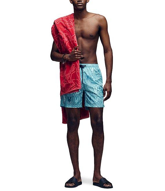 Psycho Bunny Chuck Allover Bunny Pattern 5 3/4#double; Inseam Swim Trunks Product Image