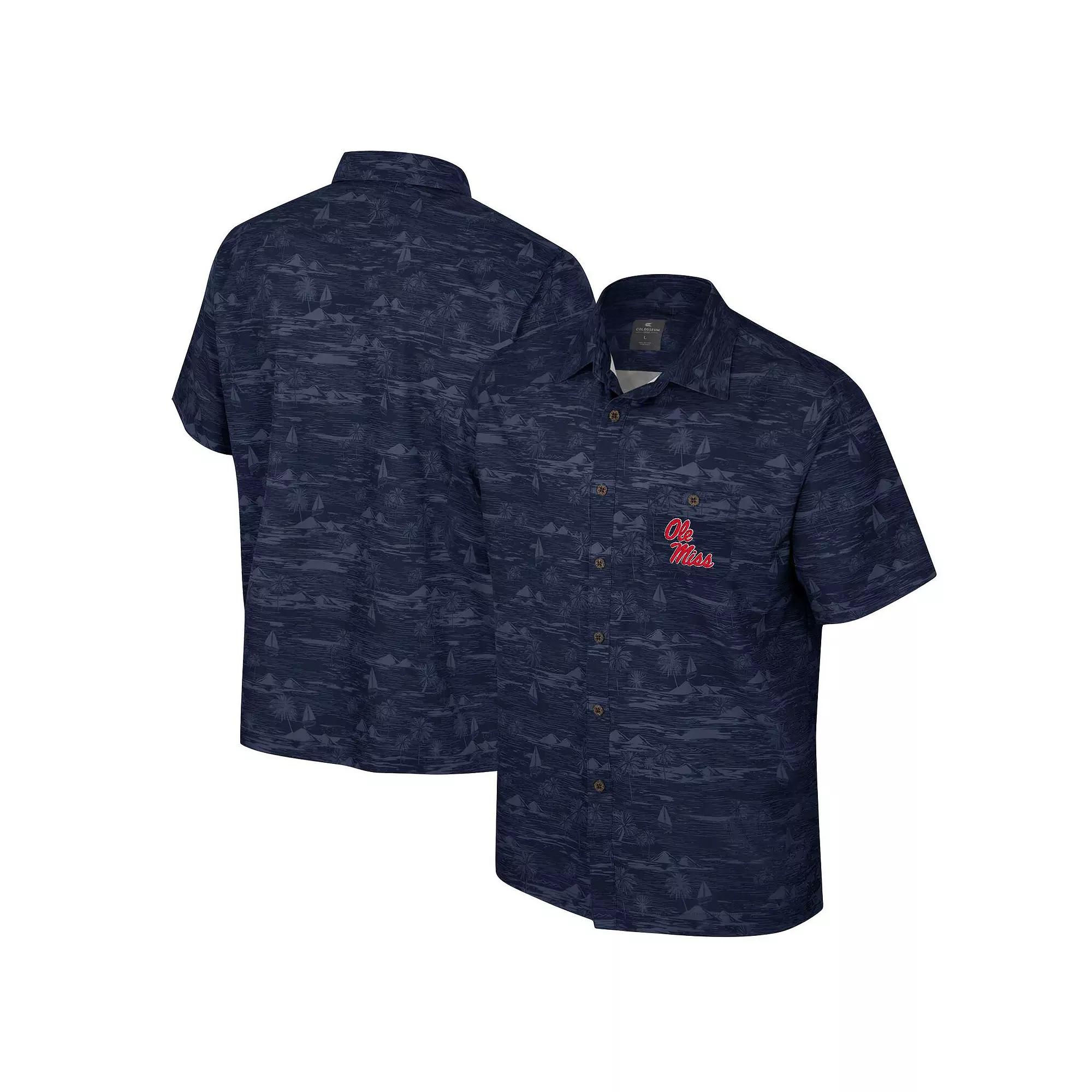 Men's Colosseum Navy Ole Miss Rebels Ozark Button-Up Shirt,  Product Image