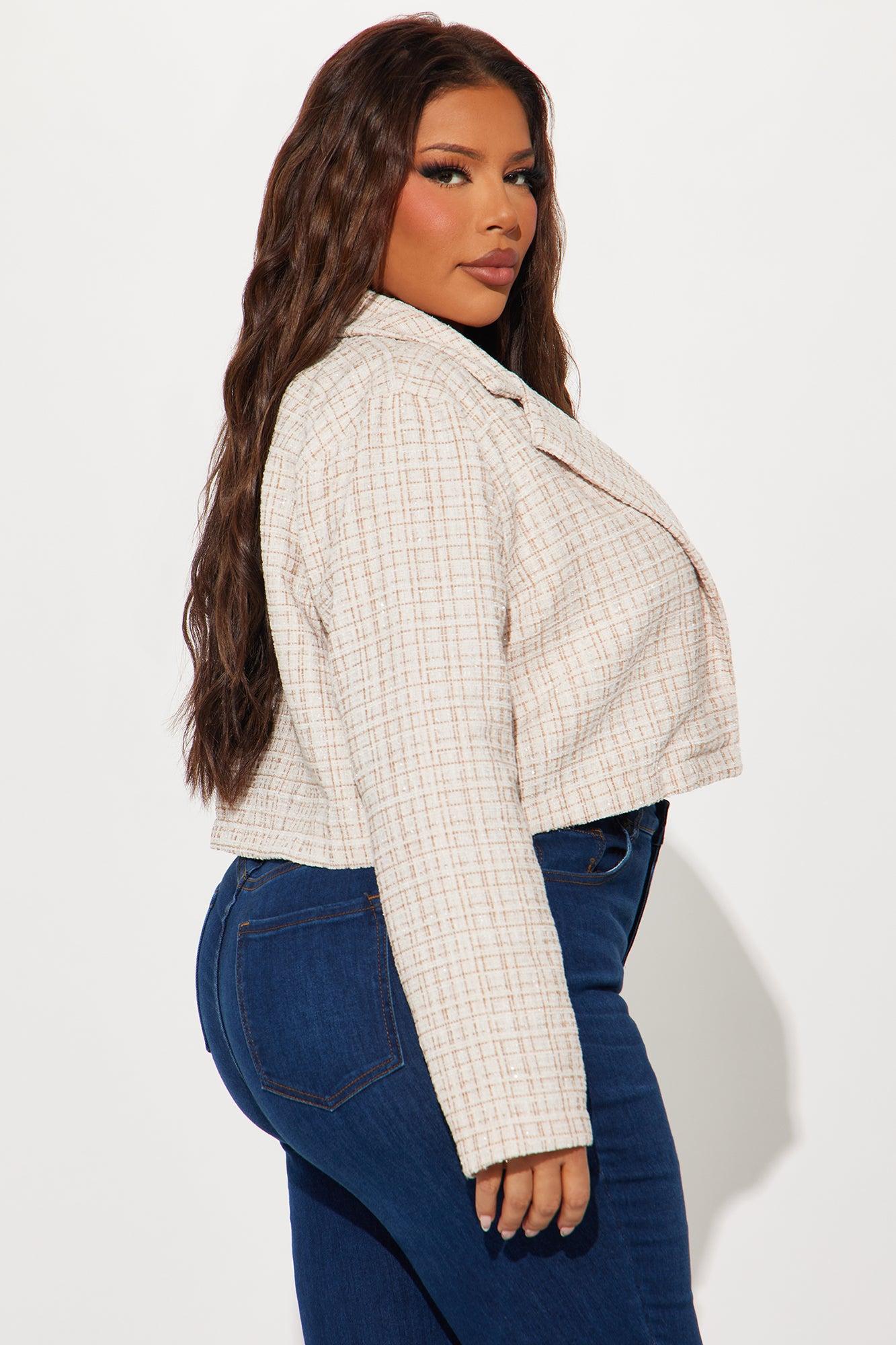 Charlie Tweed Cropped Blazer - Cream Product Image