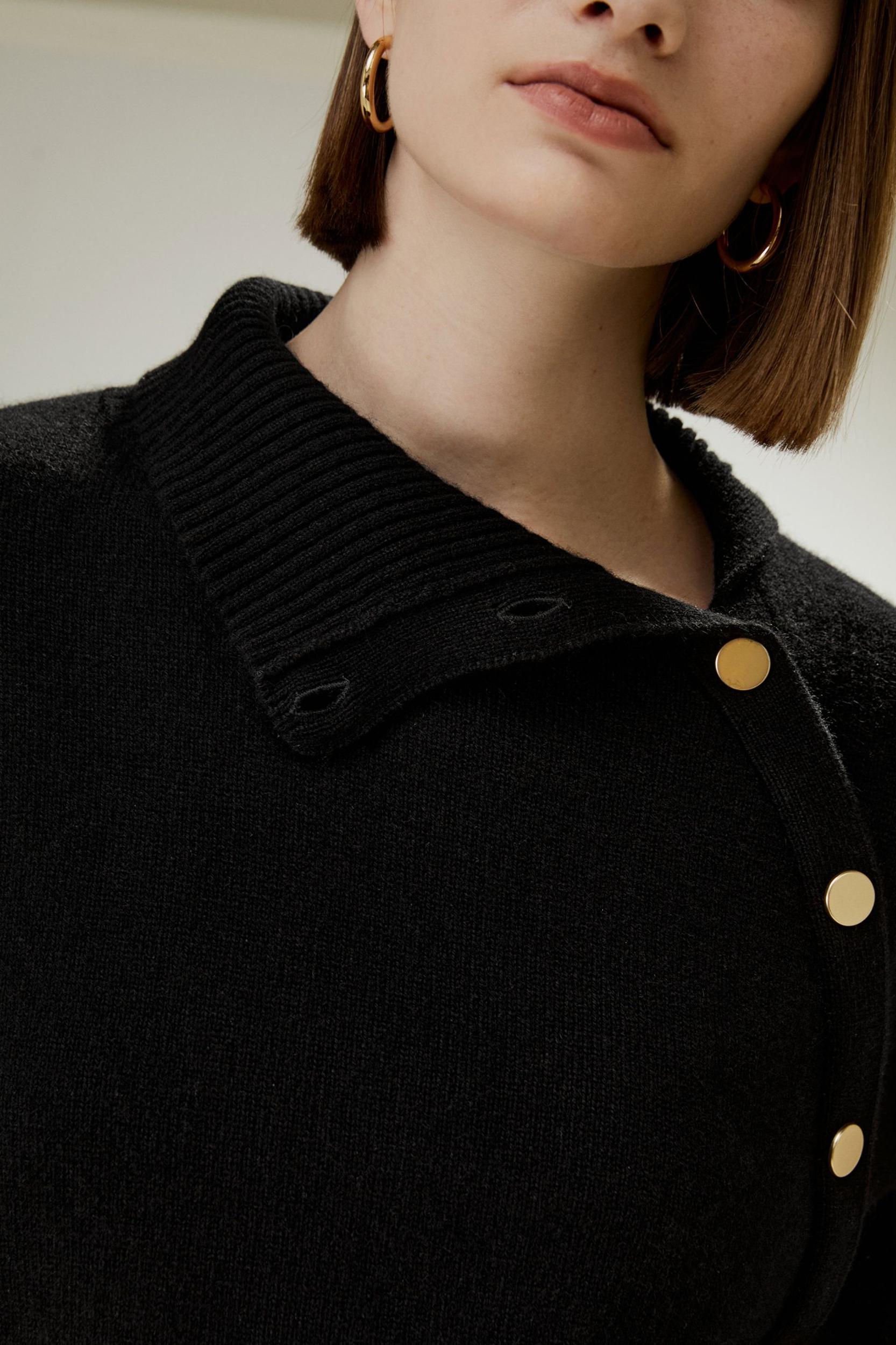 Cashmere Sweater With Row of Side Buttons Product Image