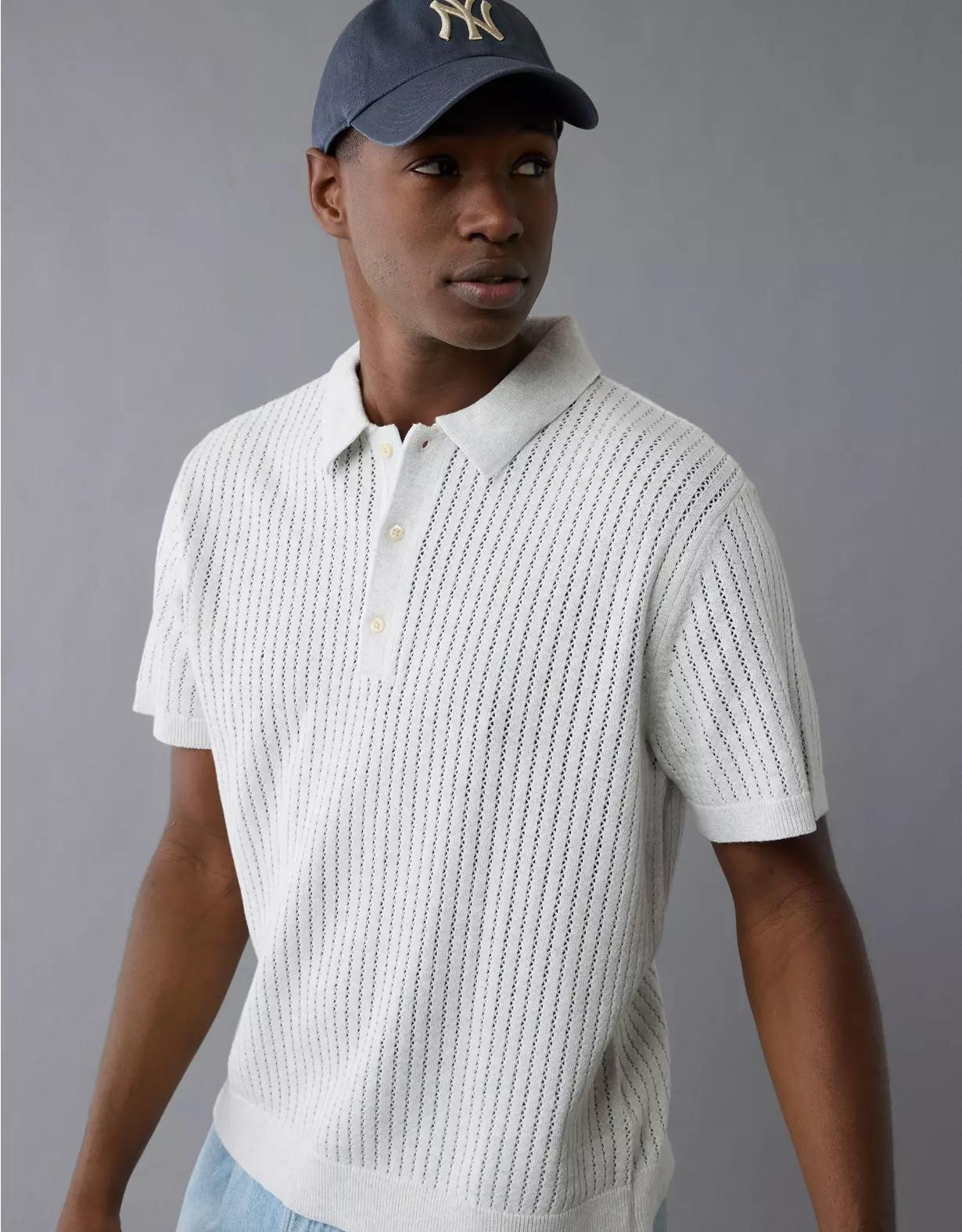 AE Weekend Tipped Sweater Polo Shirt Product Image
