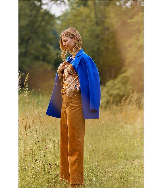 tyler boe Olivia Silk Equestrian Print Shawl Cowl Neck Long Sleeve Blouse Product Image