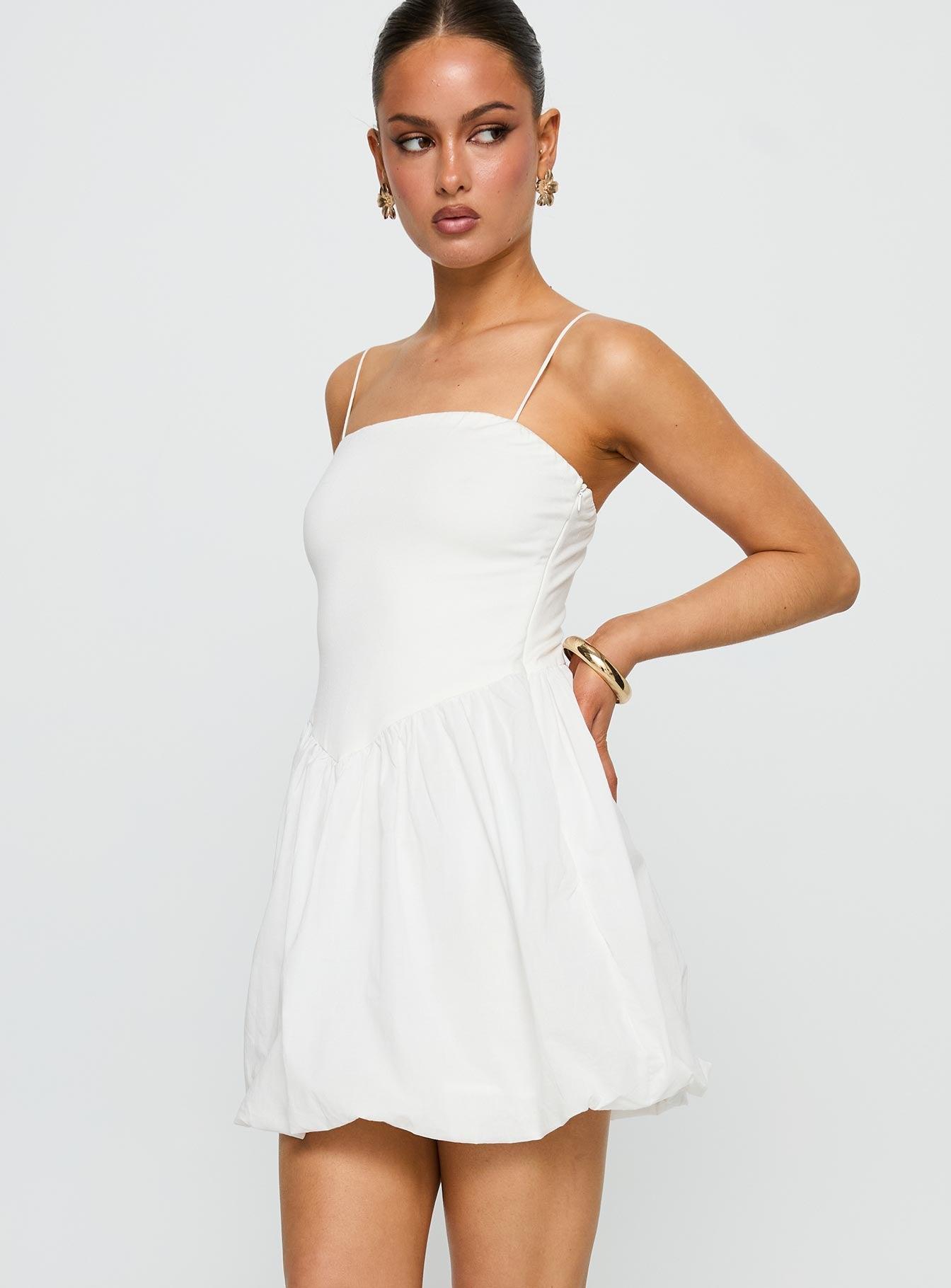 Vista Amora Bubble Hem Mini Dress White Product Image