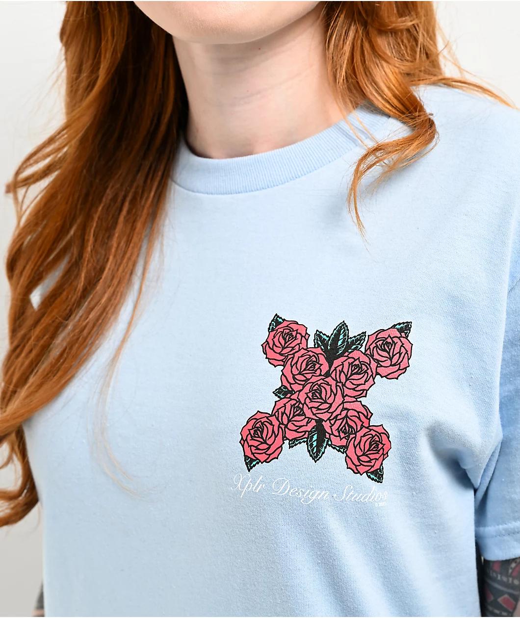 XPLR Roses Logo Light Blue T-Shirt Product Image