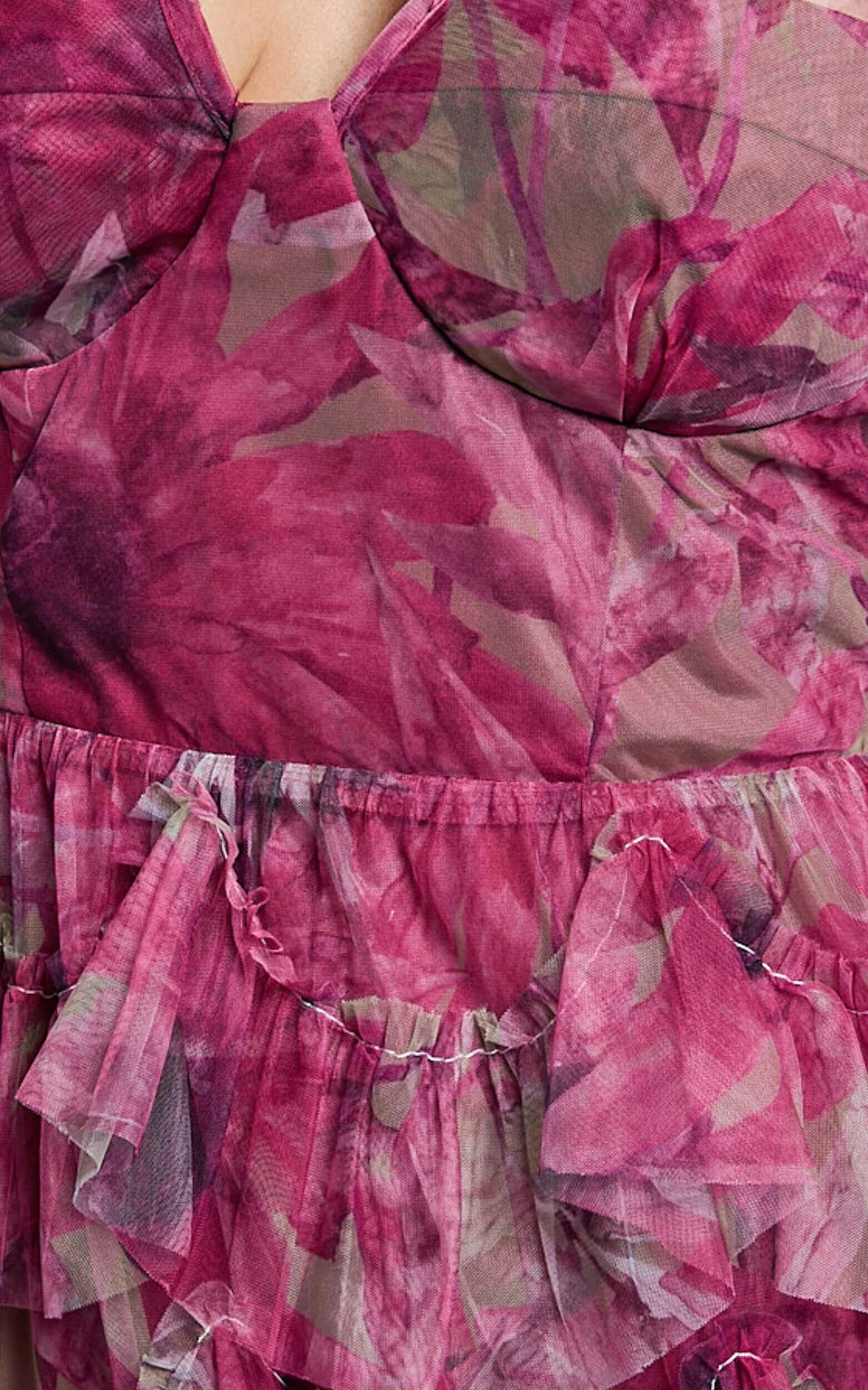 Amalie The Label - Josette Tulle Tiered Maxi Dress in Pink Floral Product Image