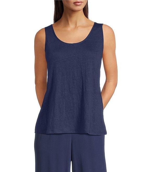 Eileen Fisher Organic Linen Jersey Scoop Neck Sleeveless Tank Product Image