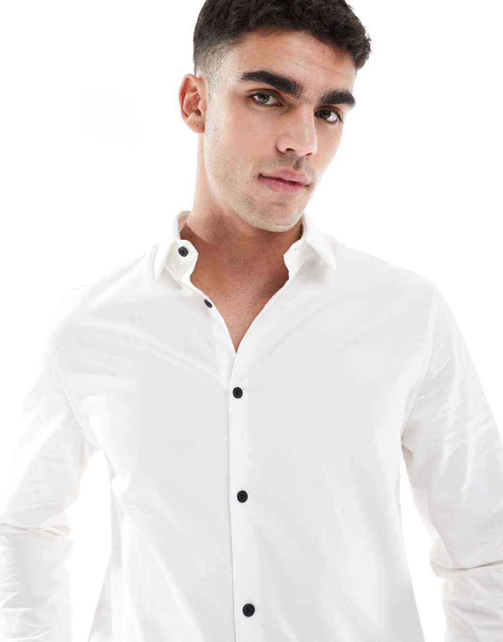ASOS DESIGN formal easy iron twill regular shirt in white Product Image