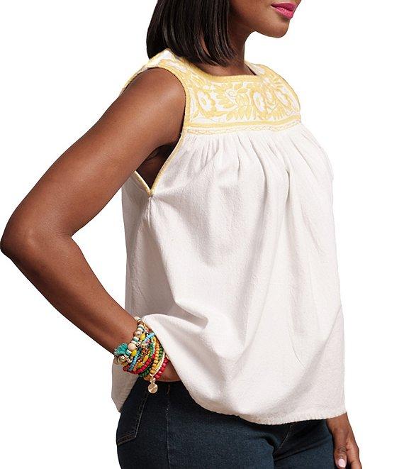 FRANCES VALENTINE Jess Embroidered Square Neck Sleeveless Top Product Image