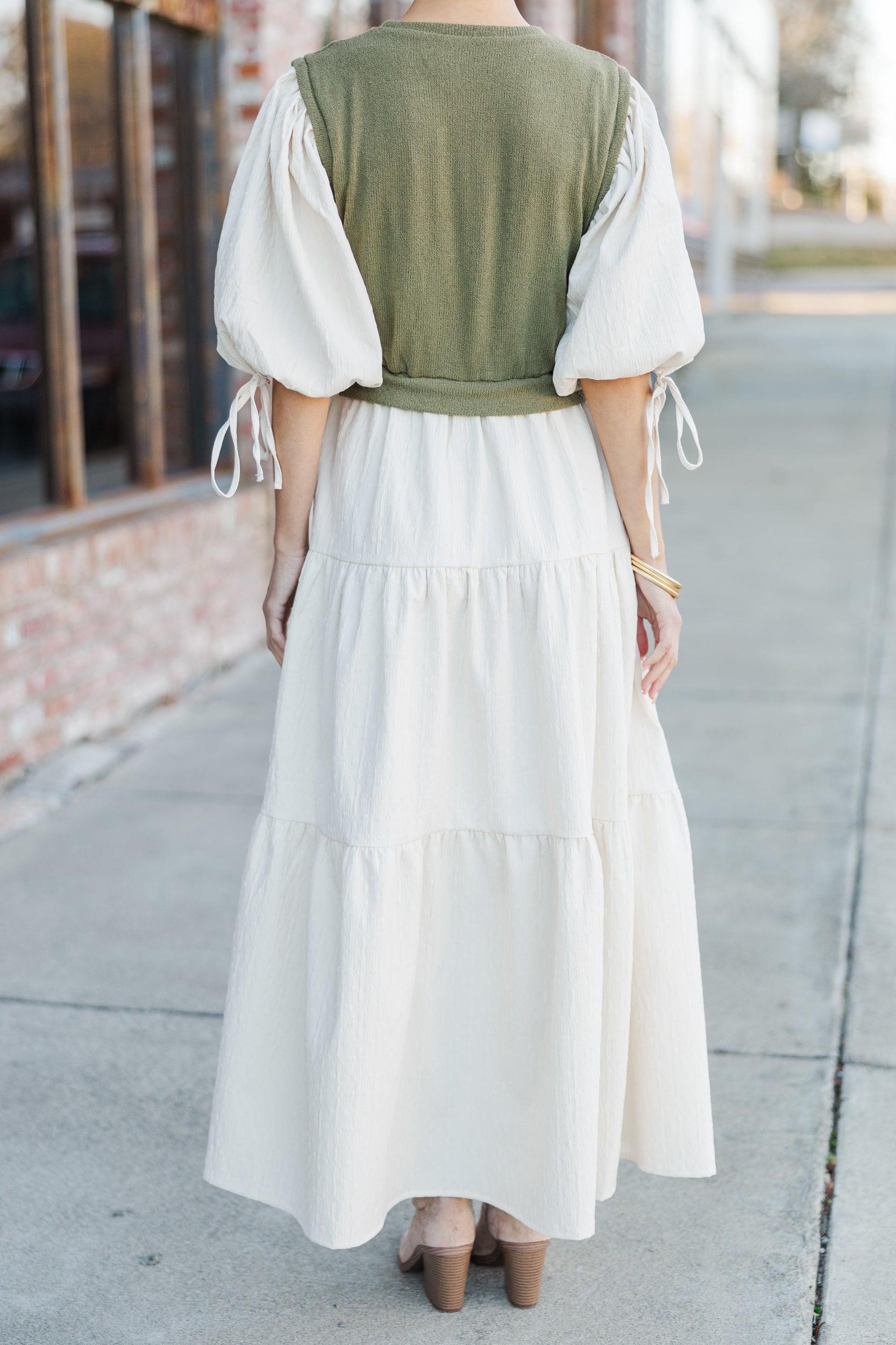 Out For Fun Sand Textured Midi Dress Female Product Image