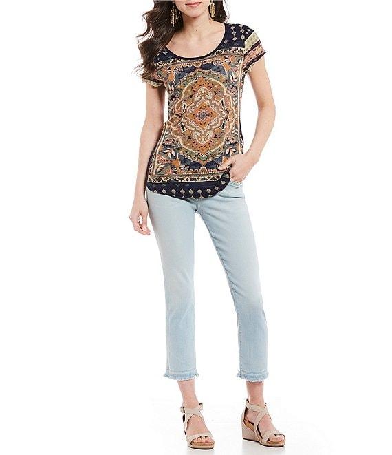 Lucky Brand Persian Carpet Graphic Scoop Neck Short Sleeve Tee Shirt Product Image