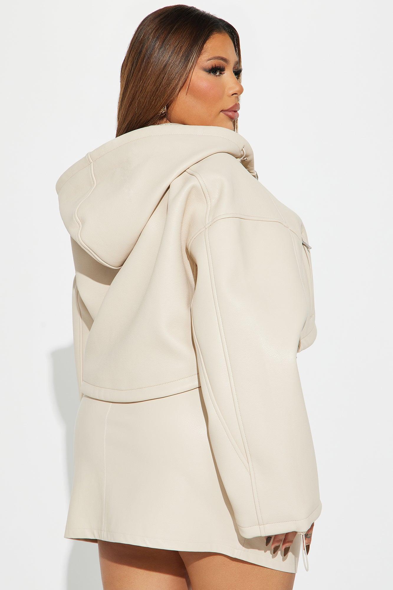 Kelly Faux Leather Skirt Set - Cream Product Image