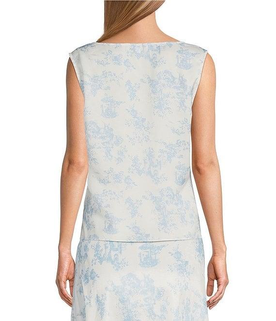 Preston & York Sarah Toile Satin Cowl Neckline Sleeveless Blouse Product Image