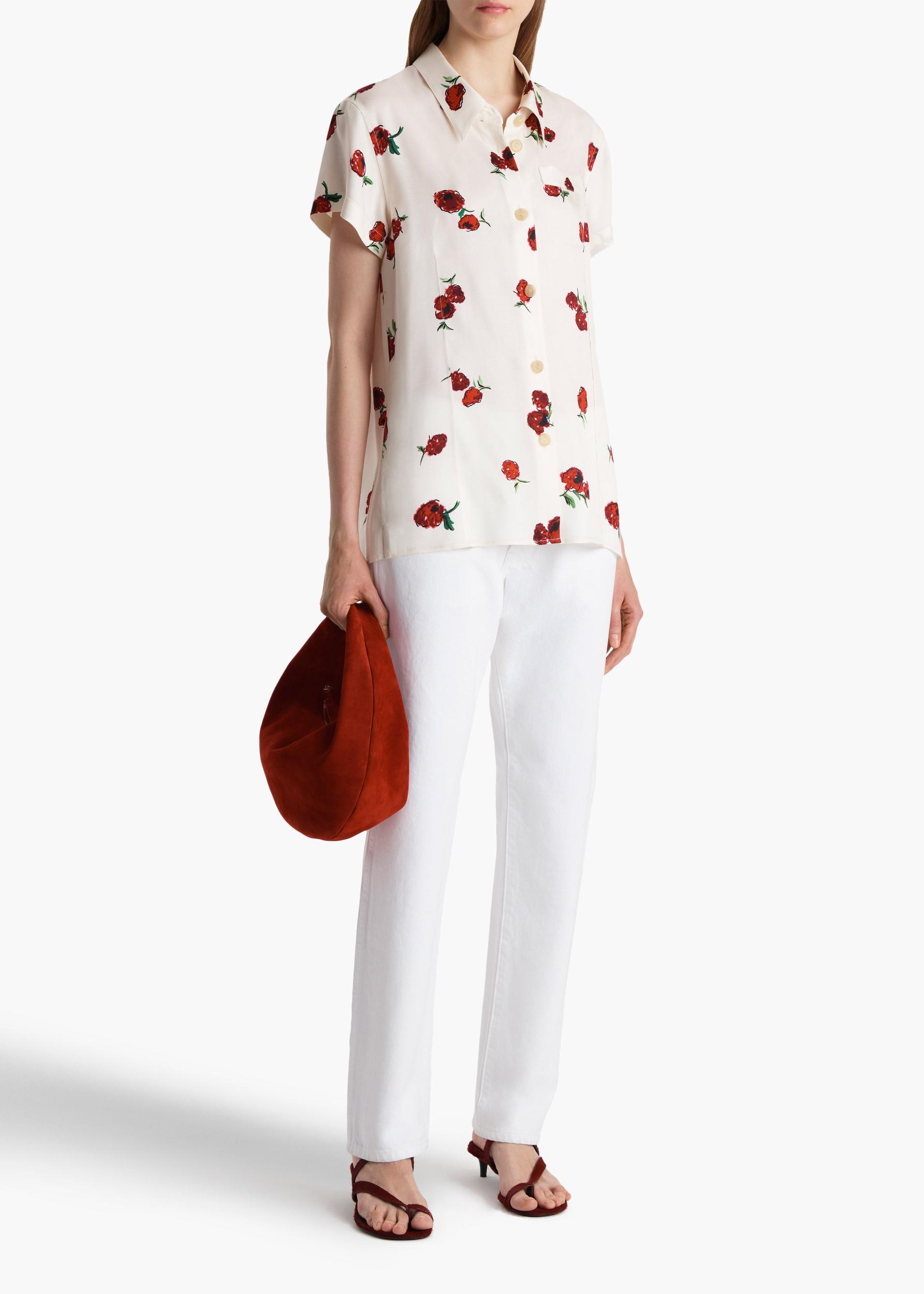 Keefe Top in Cream with Raspberry Print Product Image