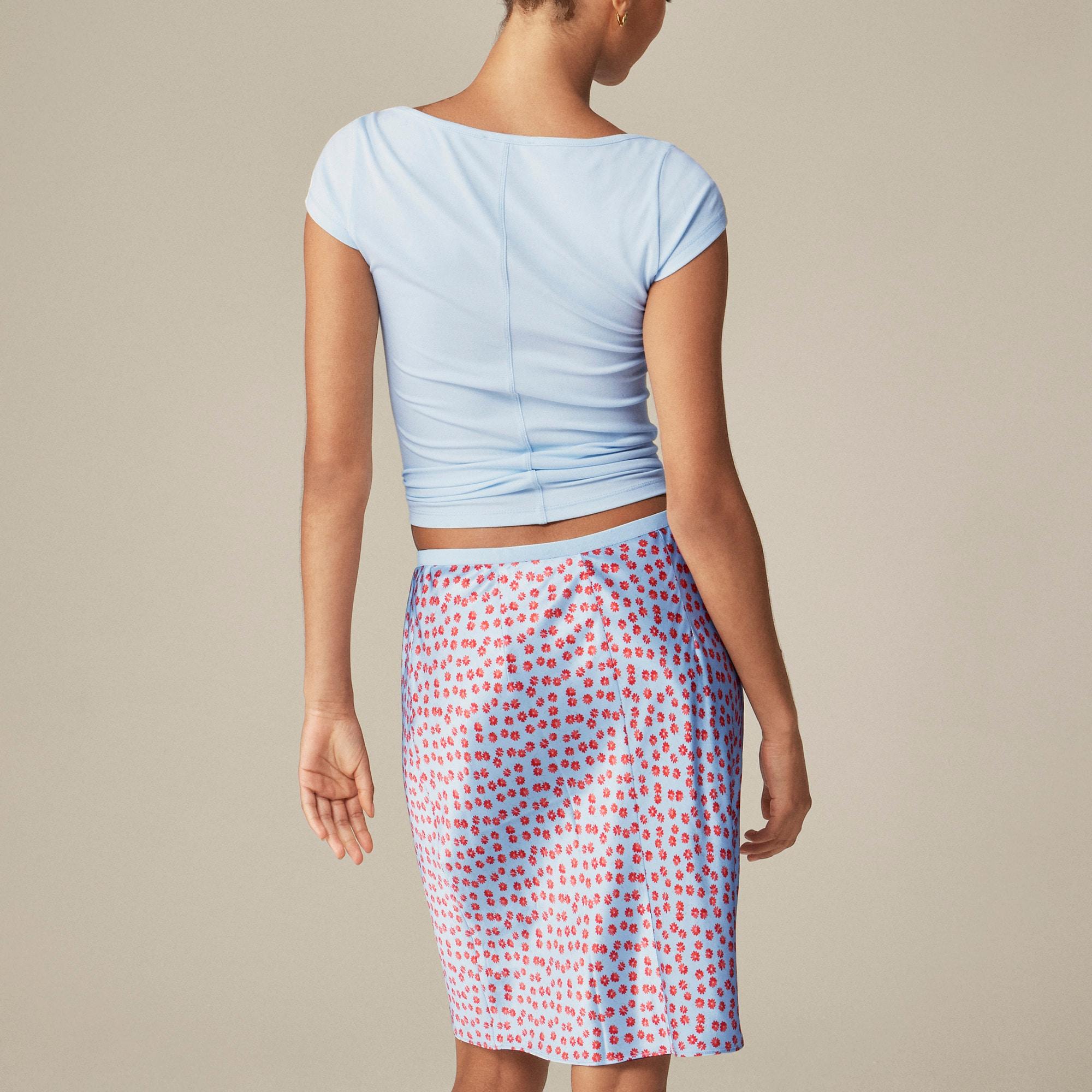 Gwen knee-length slip skirt in summer fields print Product Image