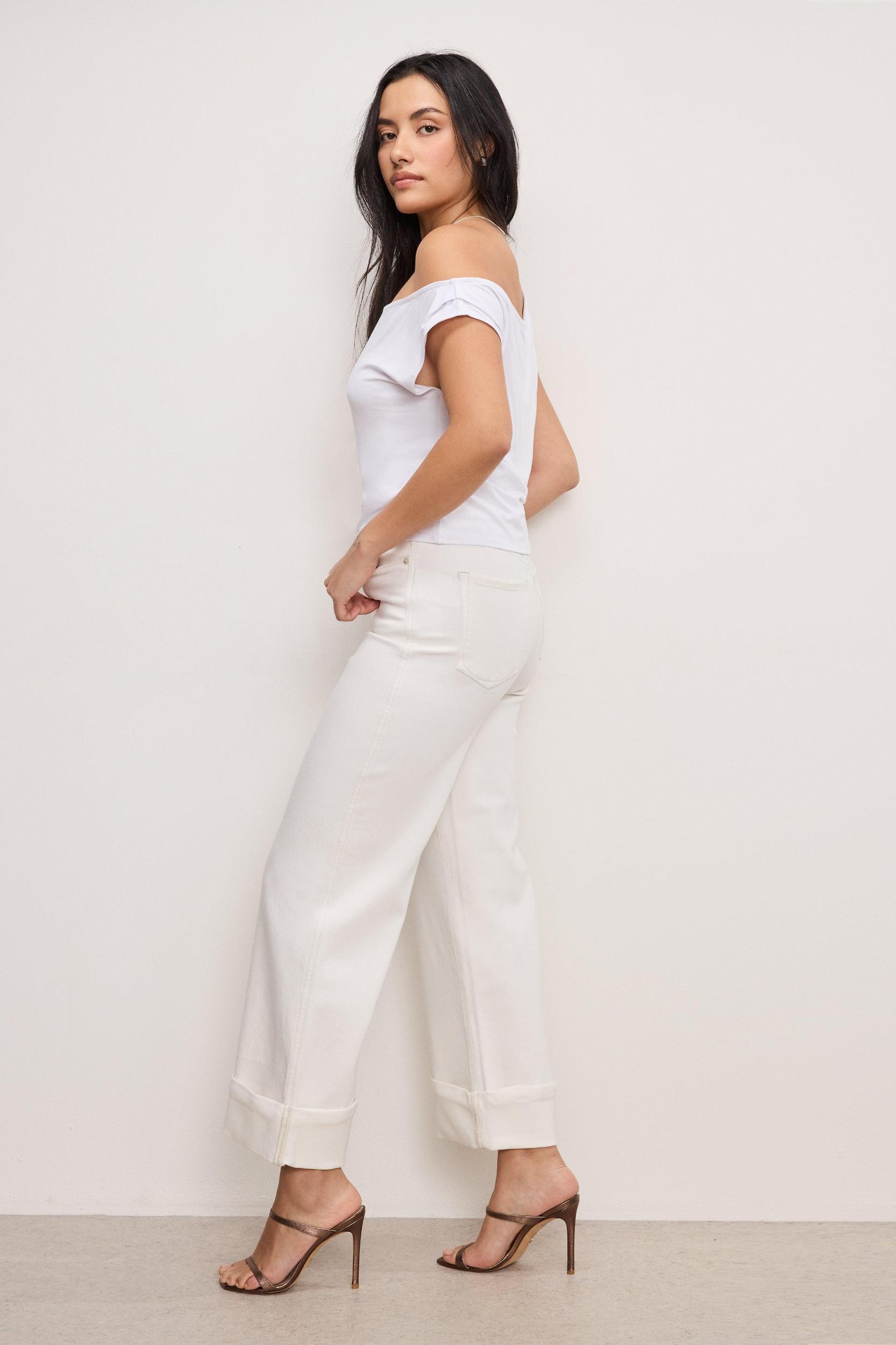 SOFT TECH GOOD SKATE WIDE CROPPED JEANS | CLOUD WHITE Product Image