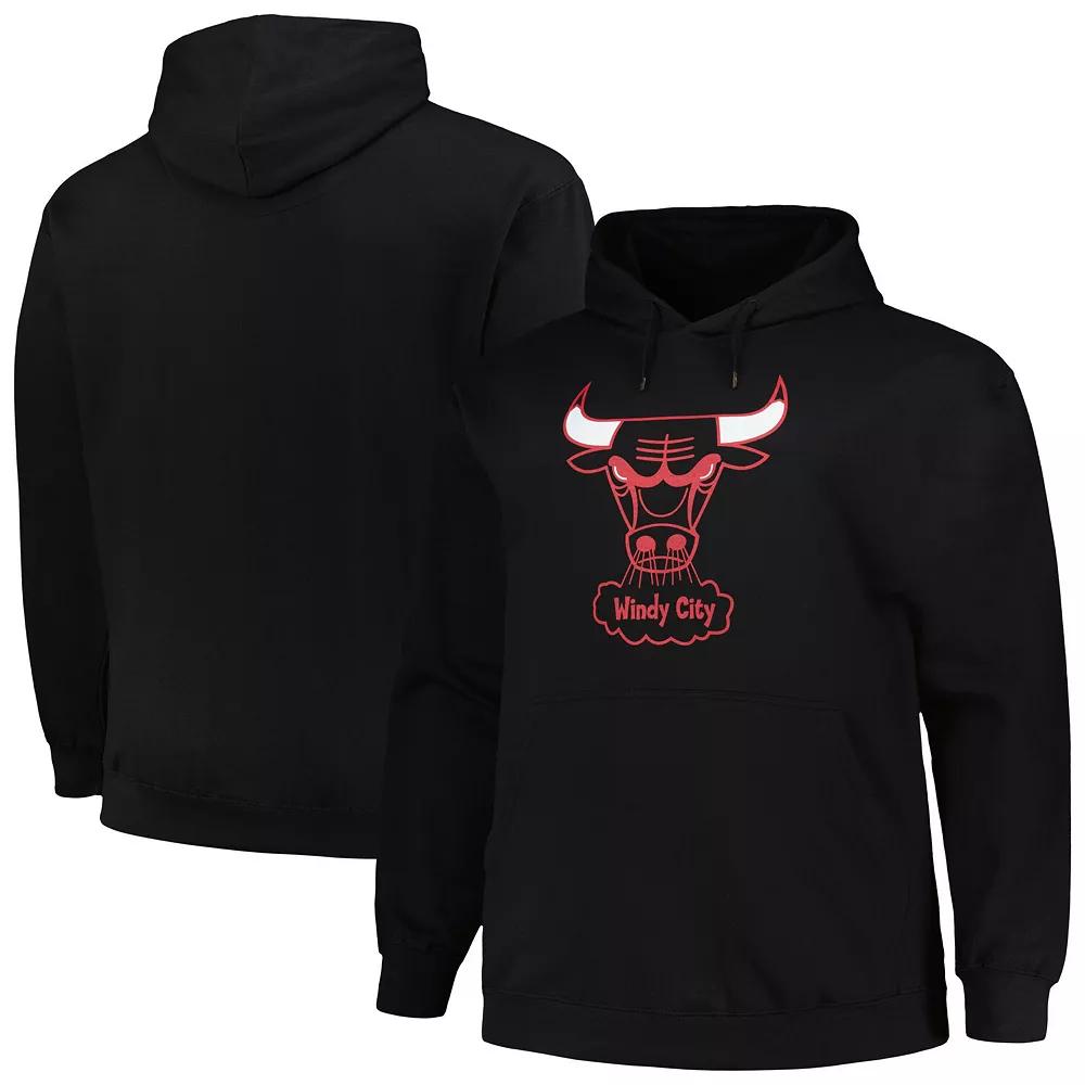 Men's Mitchell & Ness Black Chicago Bulls Hardwood Classics Big & Tall Pullover Hoodie, Size: 2XLT Product Image