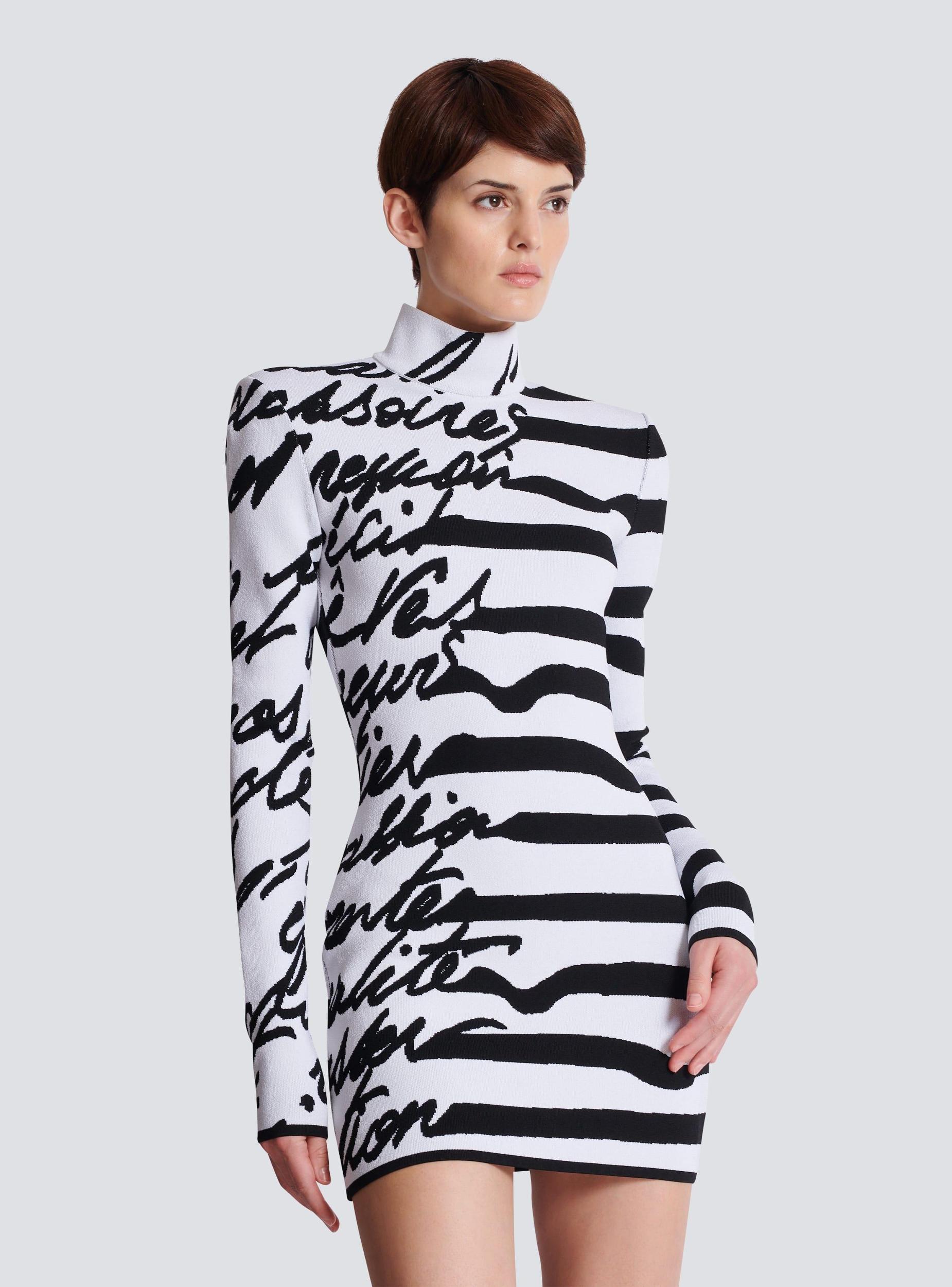 Striped "Love Letter" jacquard knit dress Product Image