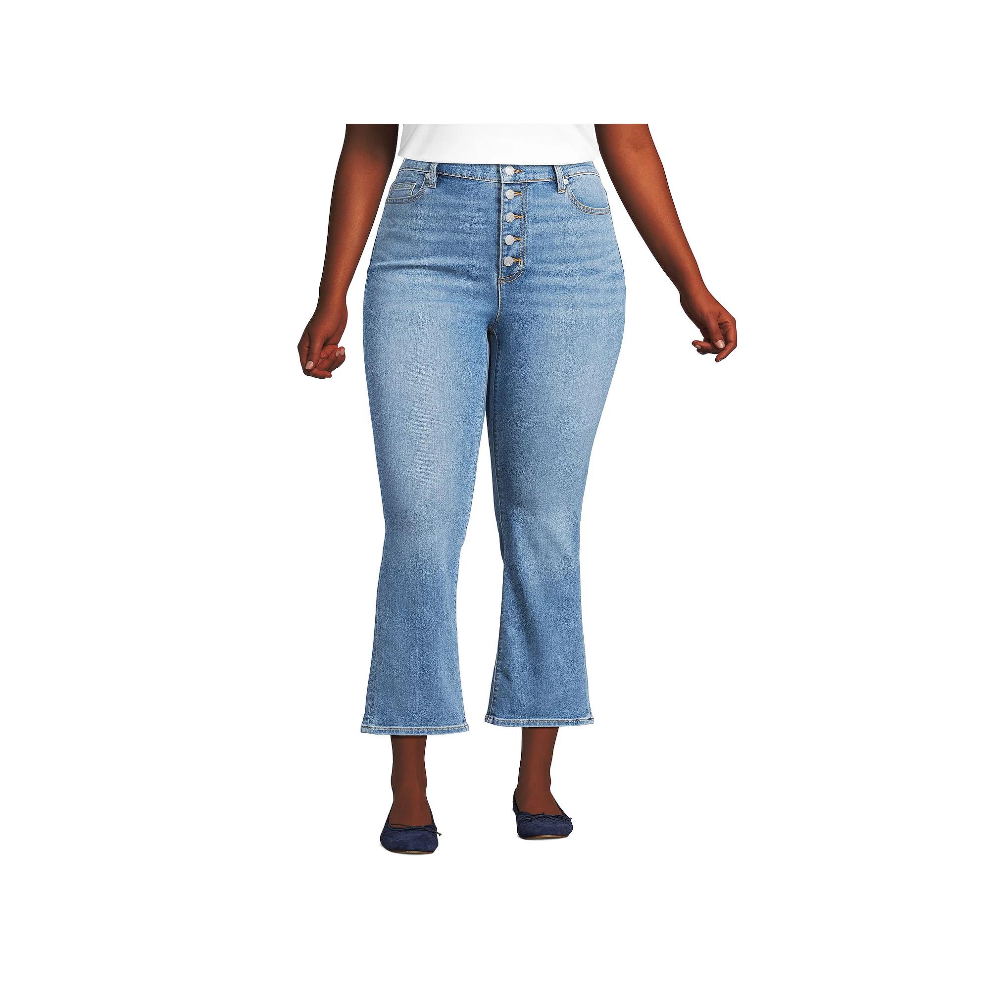 Plus Size Lands' End Recover High-Rise Kick Flare Crop Jeans, Women's, Size: 16 W, Beau Blue Product Image