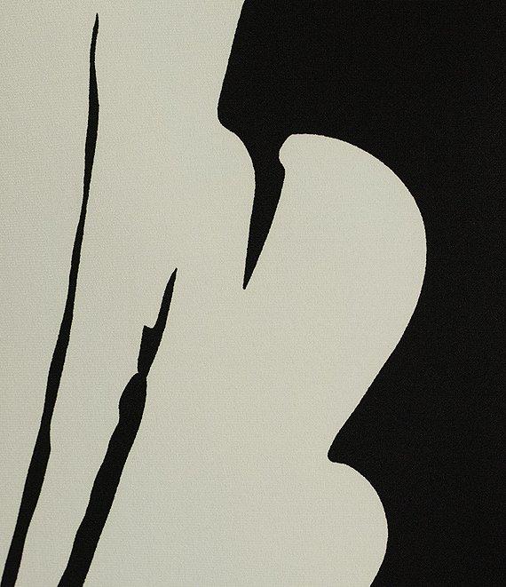 Eva Varro Knit Brushstroke Print Boat Neck 3/4 Sleeve Single Layered Long Sheath Dress Product Image