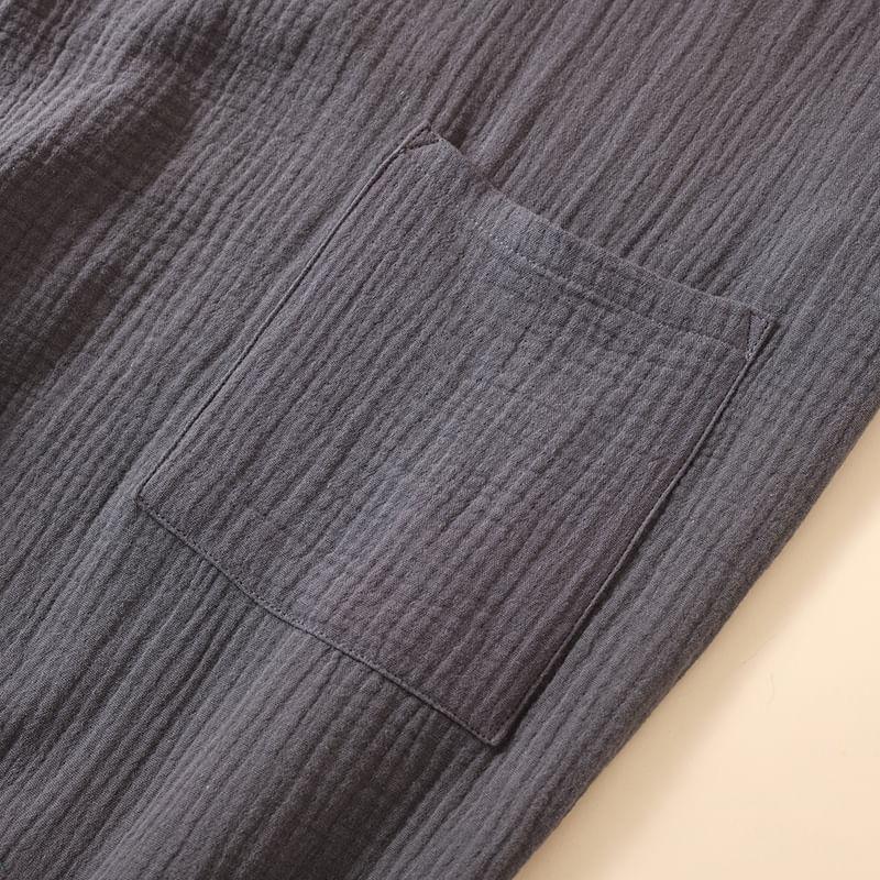 Couple Matching V-Neck Plain Sashed Kimono Robe (Various Designs) Product Image