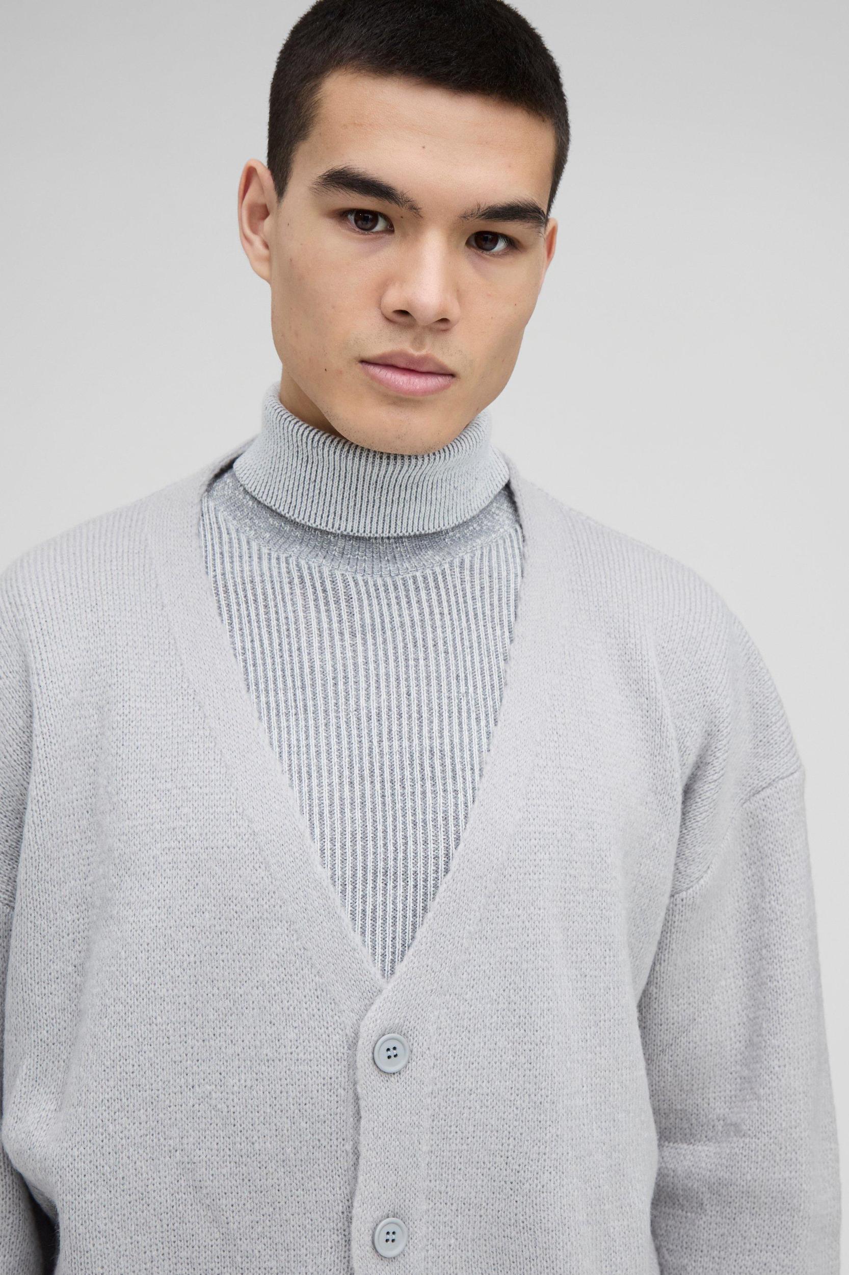 Oversized Boxy Knitted Cardigan | boohooMAN USA Product Image
