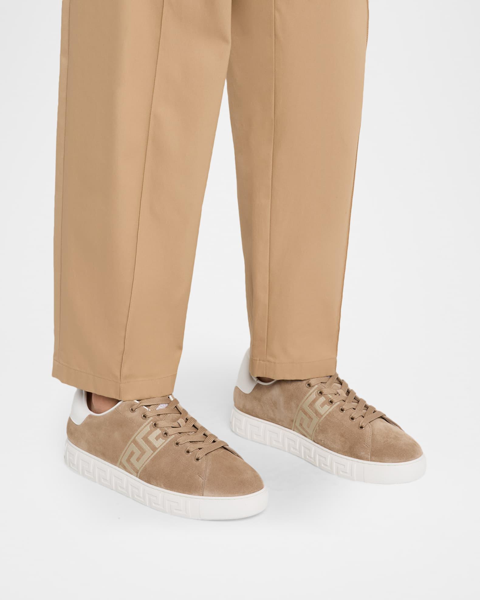 Men's La Greca Greek Key Suede Low-Top Sneakers Product Image