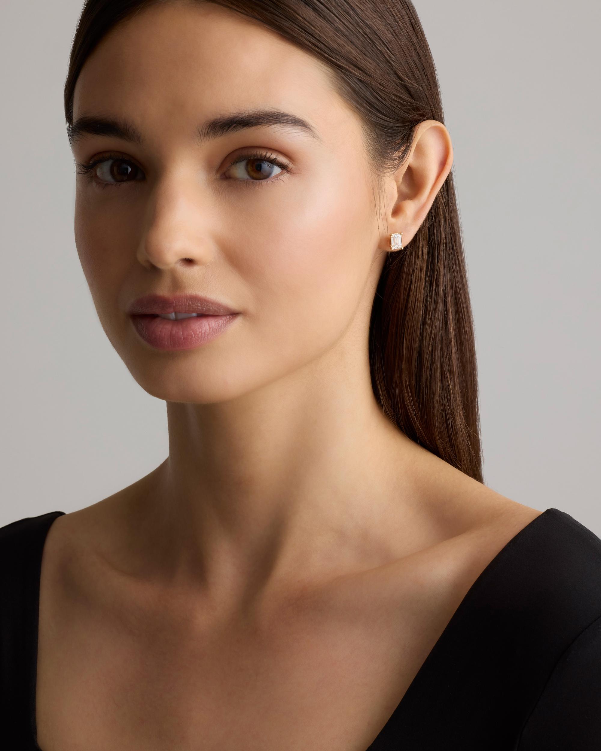 Quince | Women's 14k Gold Lab Grown Diamond Emerald Solitaire Studs Product Image