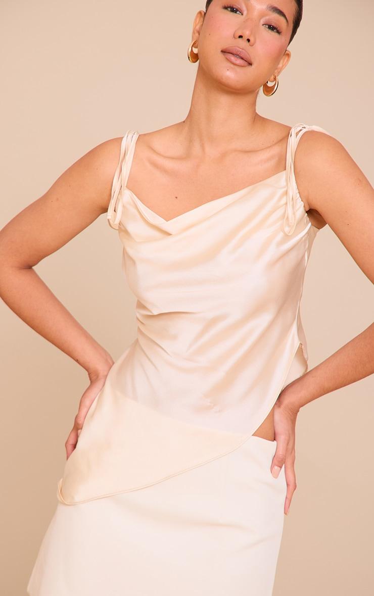 Champagne Satin Sheer Asymmetric Cami Product Image