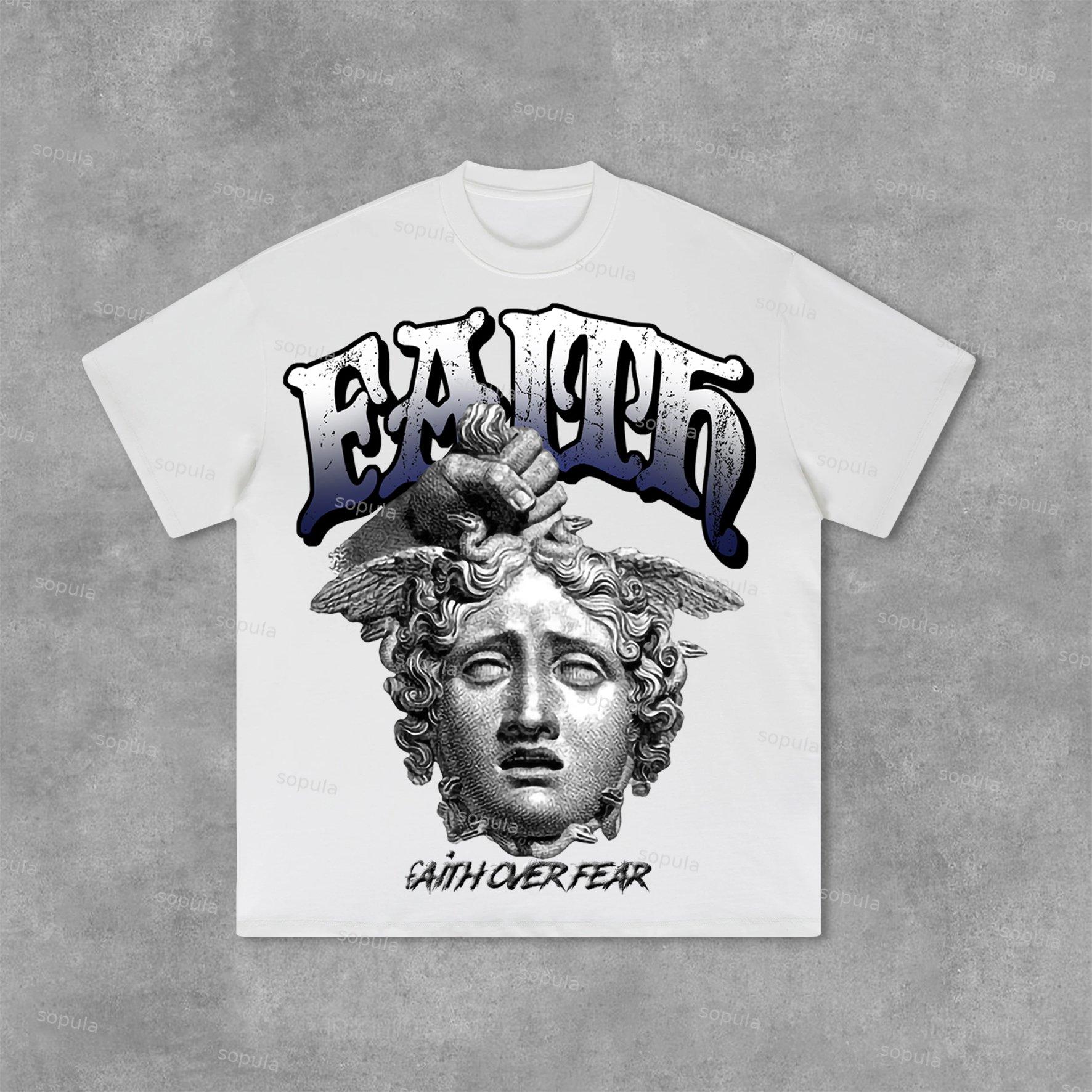 Sopula Faith Over Fear Jesus Graphic Print Cotton T-Shirt Product Image