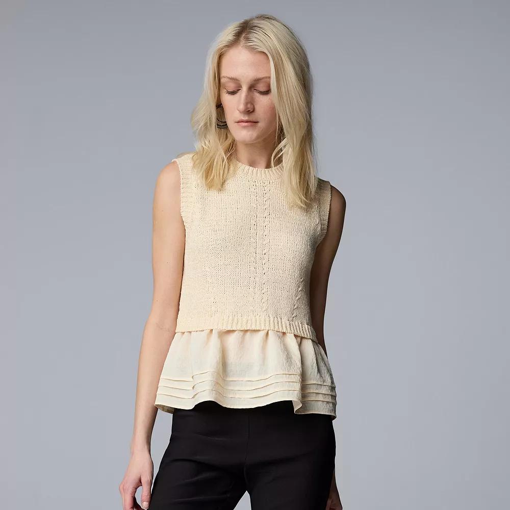 Womens Simply Vera Vera Wang Sleeveless Sweater White Product Image