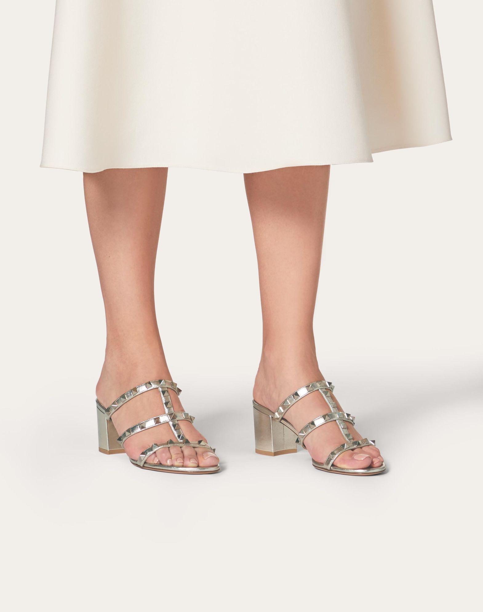 Rockstud Metallic Calfskin Leather Slide Sandal 60 Mm Product Image