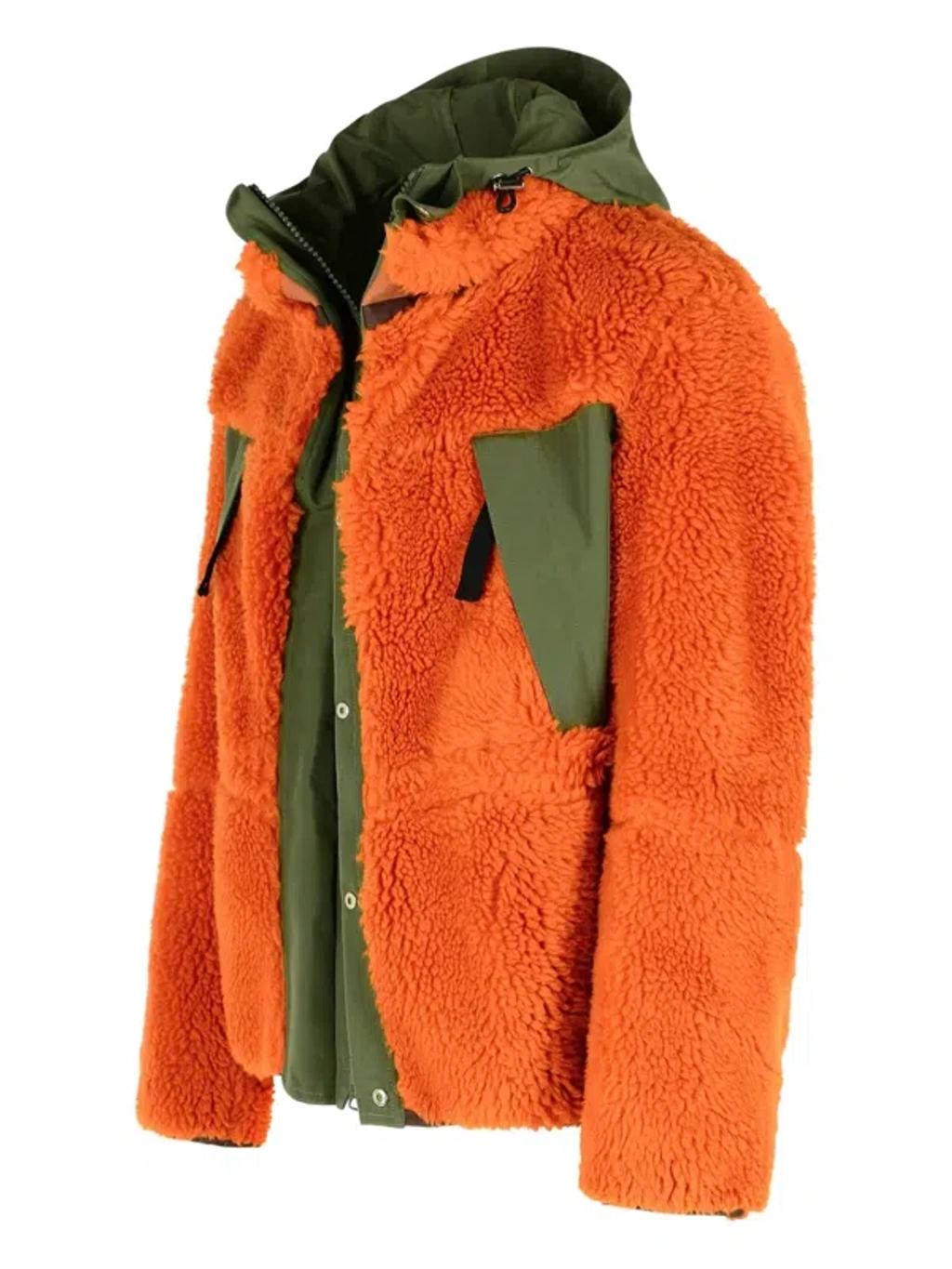 SACAI Wool-blend And Canvas Jacket In Orange Product Image