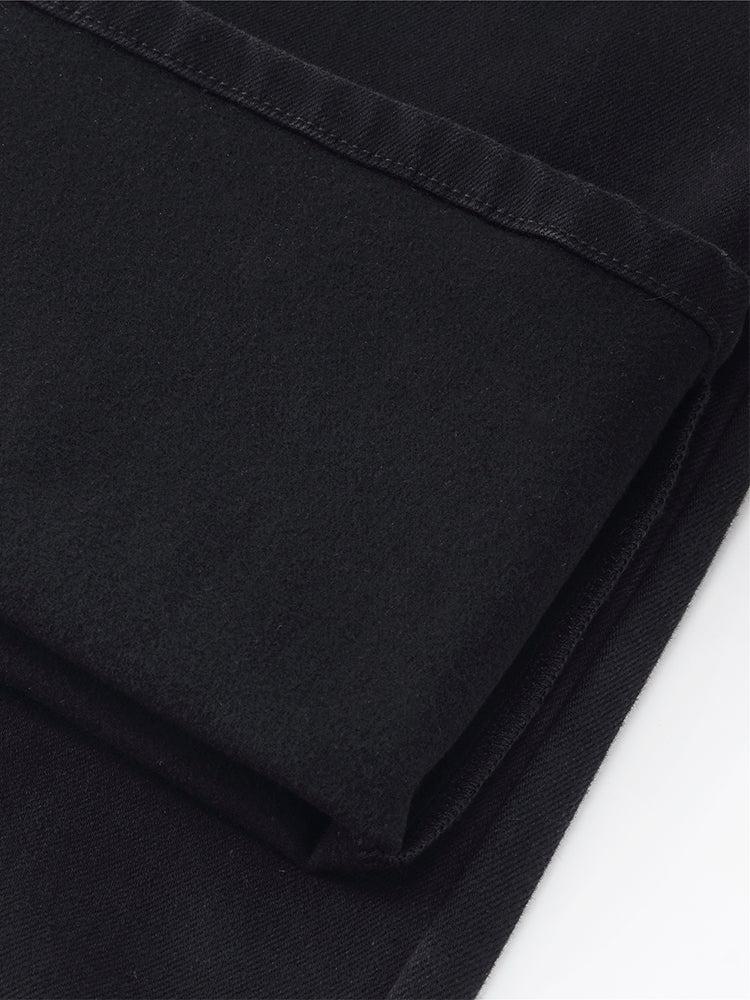 Denim High Waisted Fleece Lined Women Wide Leg Jeans Product Image