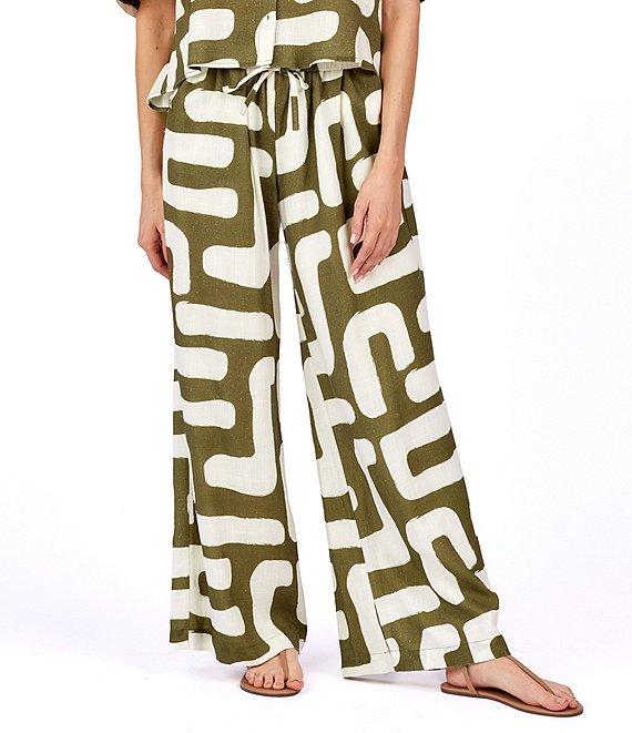 CROSBY by Mollie Burch Ziggy Abstract Print High Rise Linen Blend Coordinating Pants Product Image