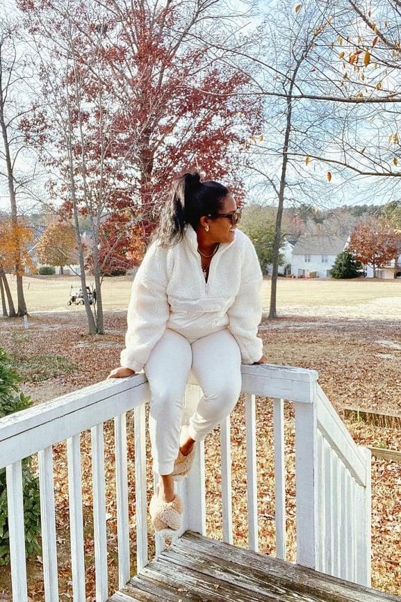 Fabletics On-The-Go Cold Weather Jogger Womens white plus Size 2X Product Image