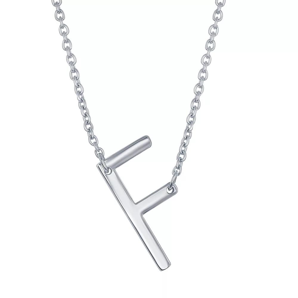 Sterling Silver Sideways Initial Necklace, Womens Sterling B Product Image