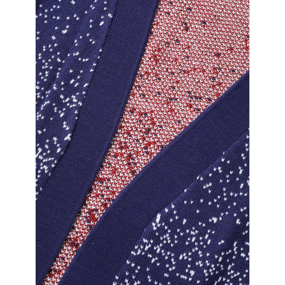 Plus Size Snowy Trees Print V-neck Open Cardigan Indigo Women Casual Loose Long Sleeve Everyday Cardigans BloomChic 12/L Product Image