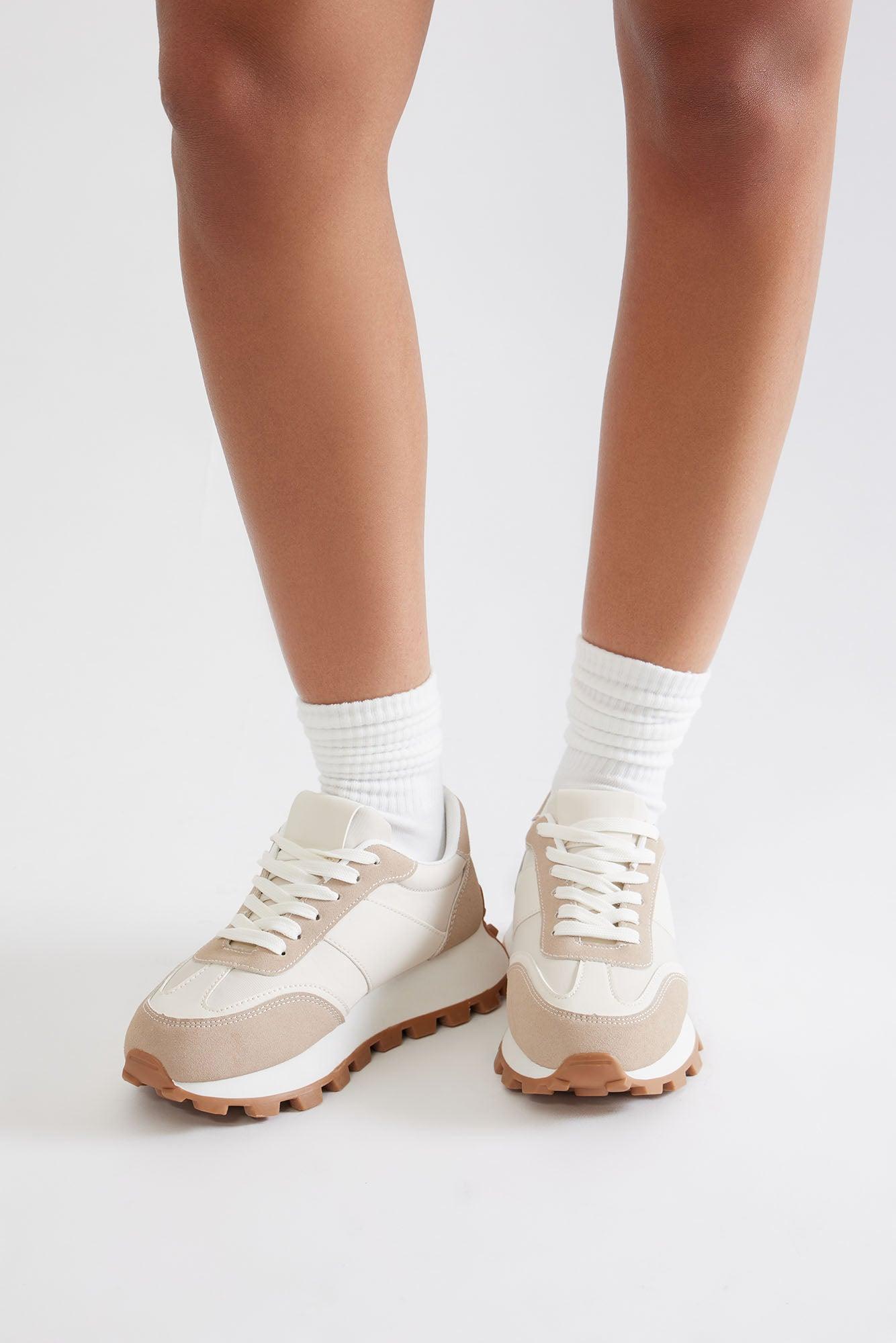 Cam Lace Up Sneakers - Beige Product Image