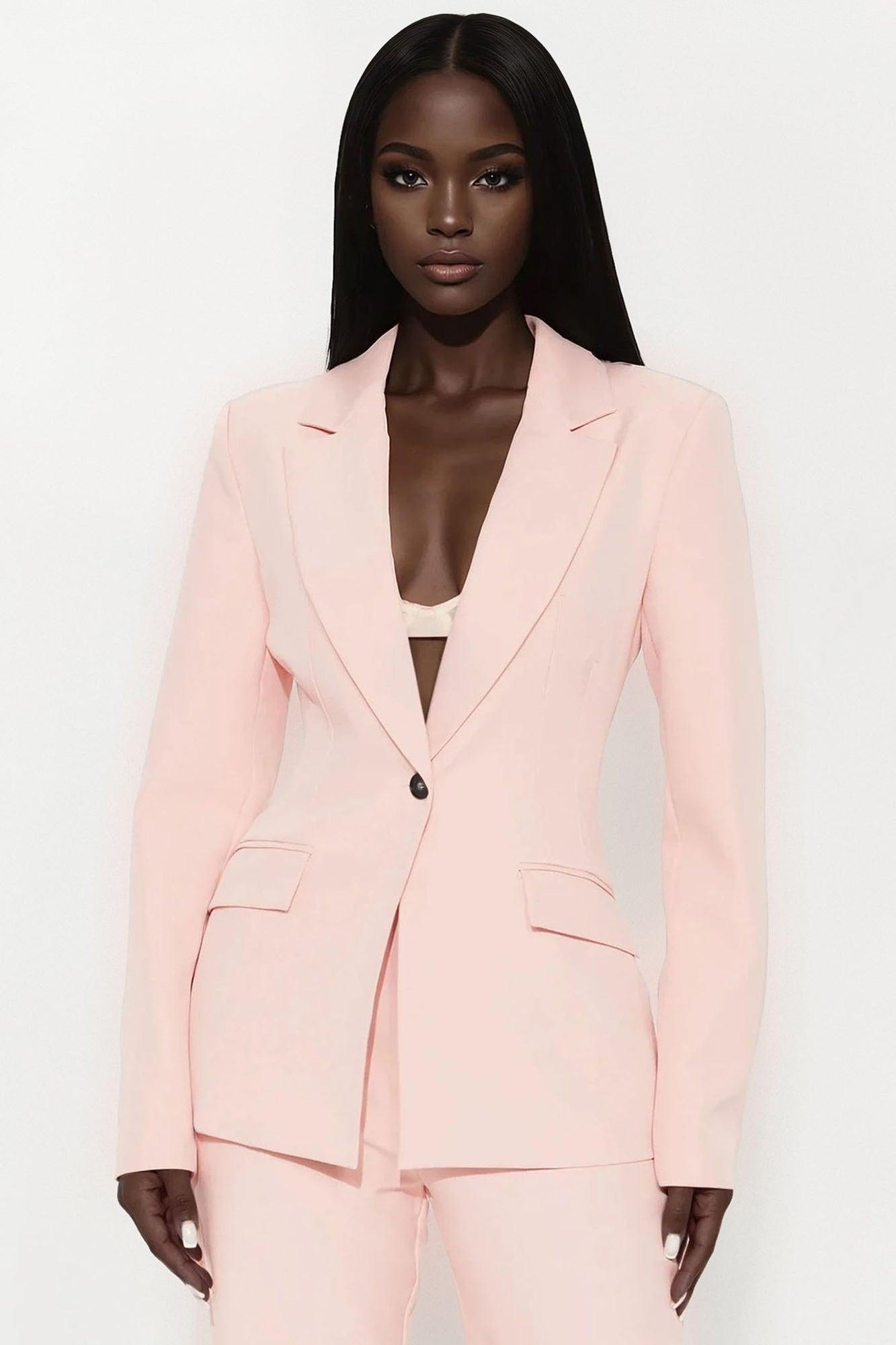 CEO Moves Fitted Waist Blazer And Pant Set - Pink Female Product Image