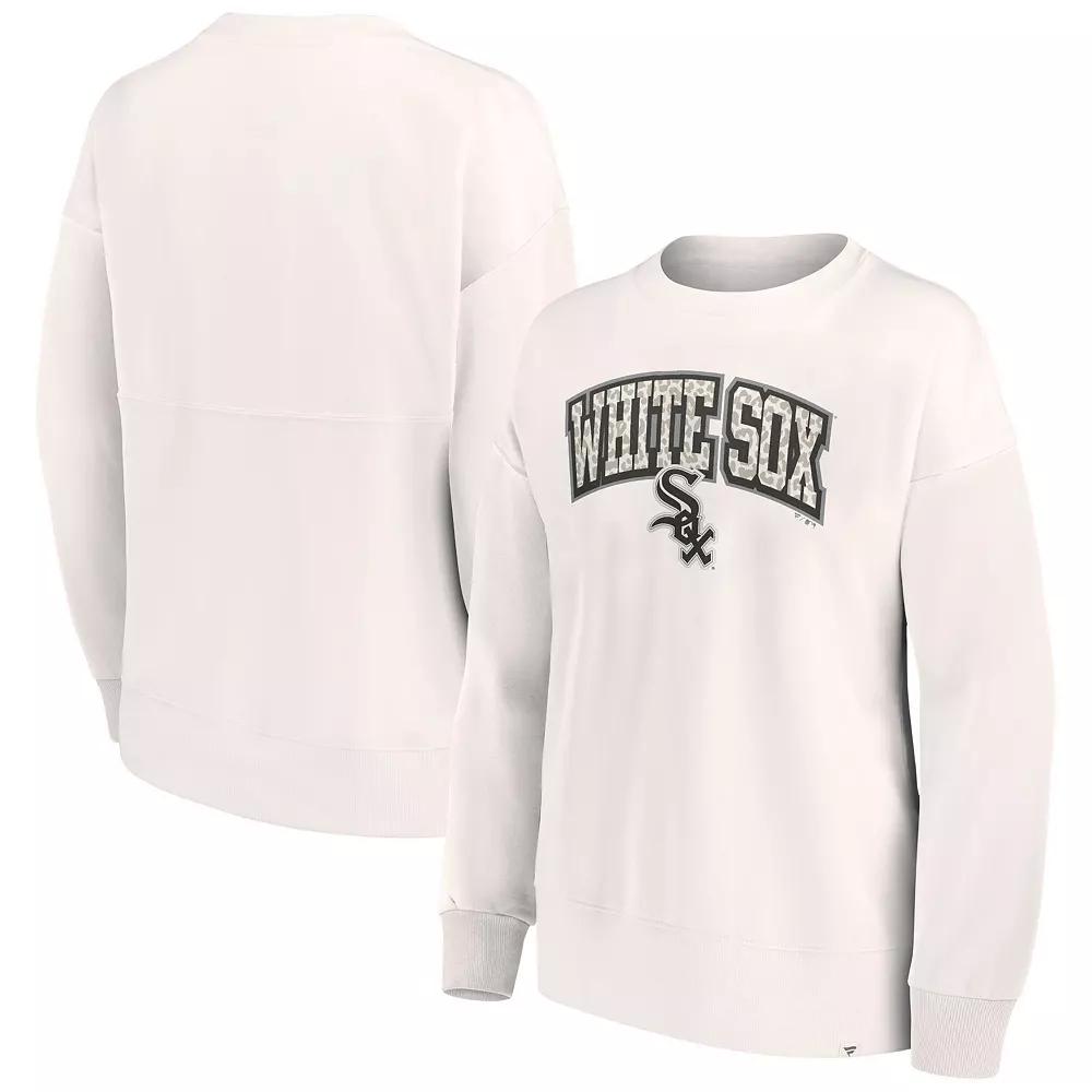 Women's Fanatics Branded Cream Chicago White Sox Leopard Pullover Sweatshirt,  Product Image