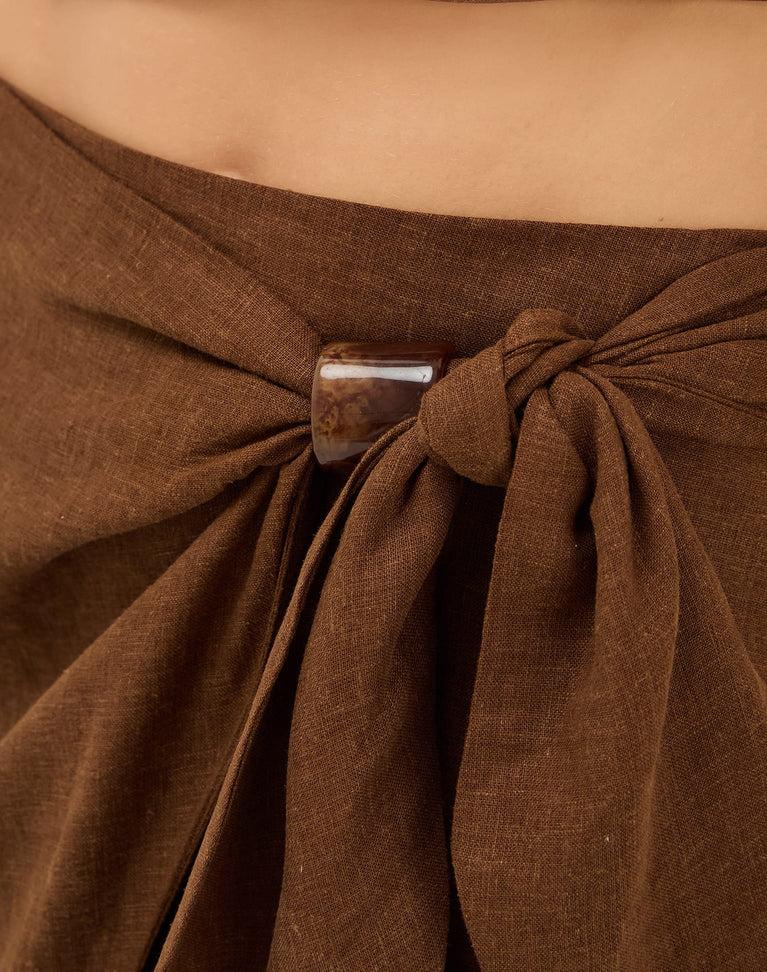 Luna Midi Skirt - Brown Product Image