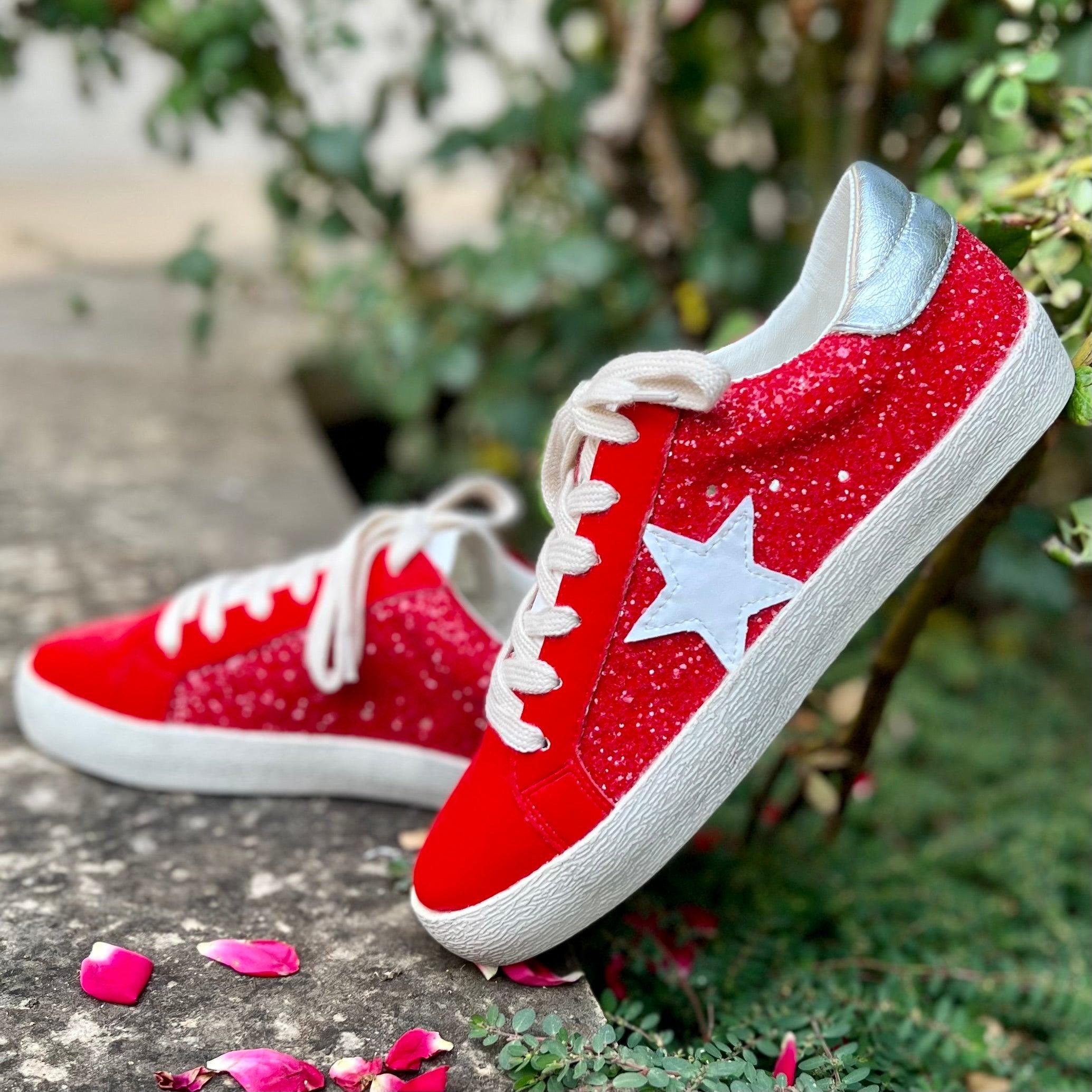 Red Glazed Star Sneakers Product Image