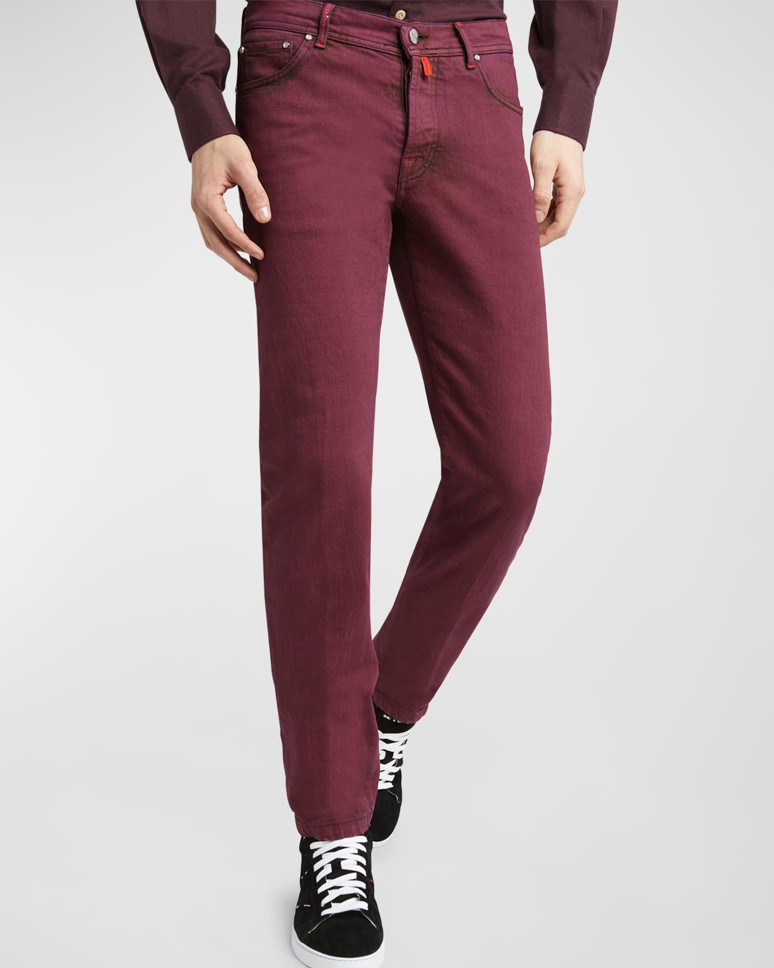 Men's Burgundy Overdyed Straight-Leg Jeans Product Image
