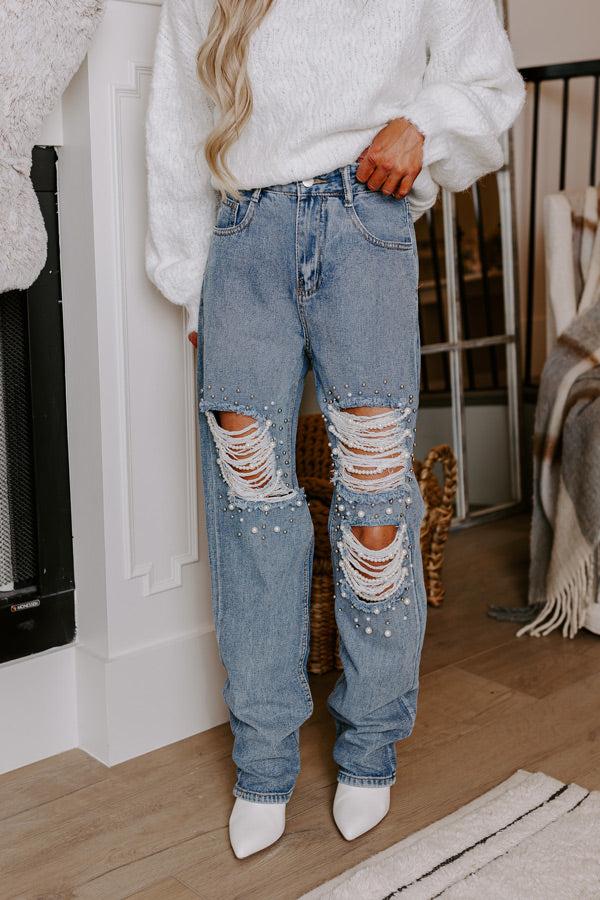 The Quinton High Waist Embellished Straight Leg Jean Product Image