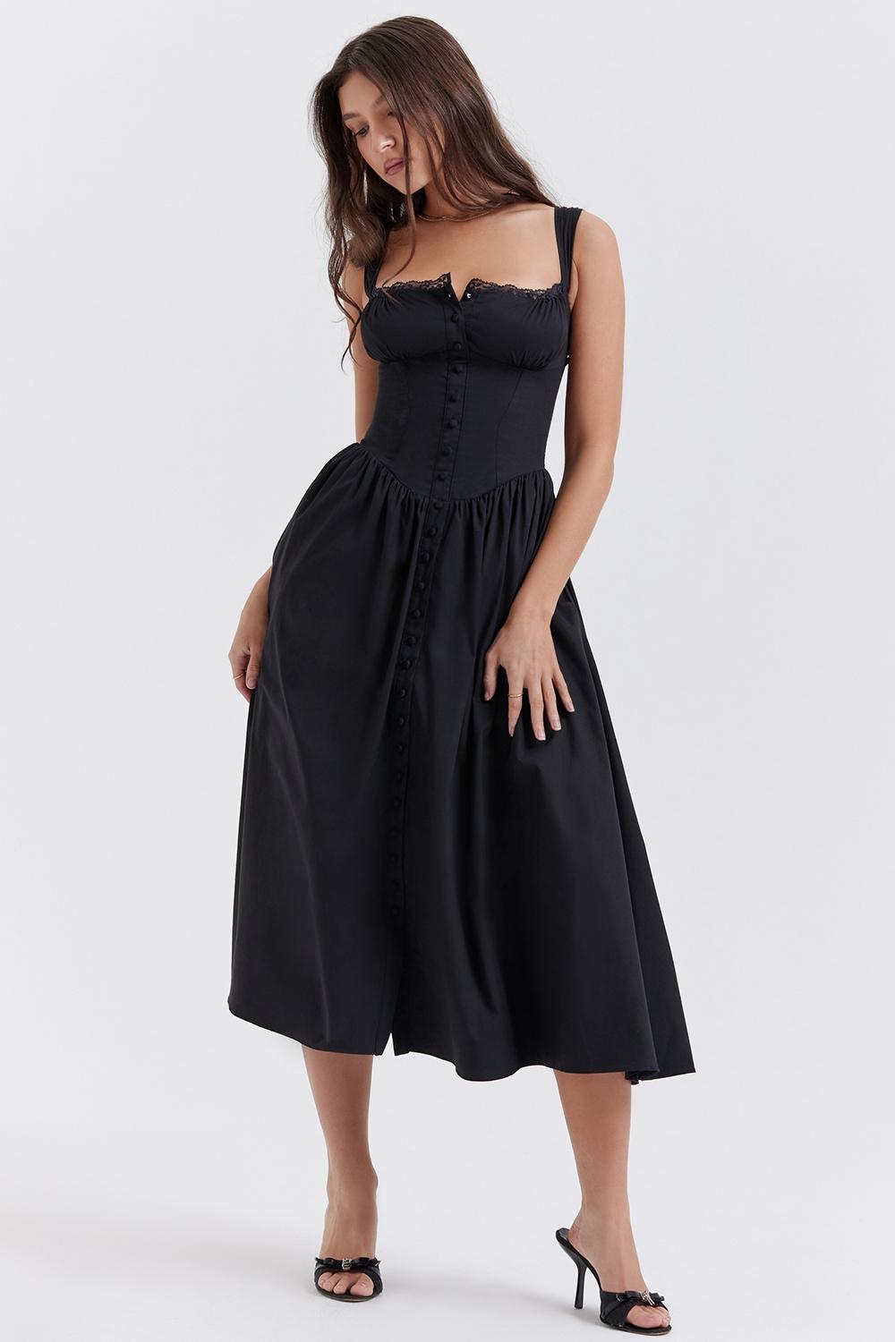 Tatiana  black midi sundress - sale Product Image